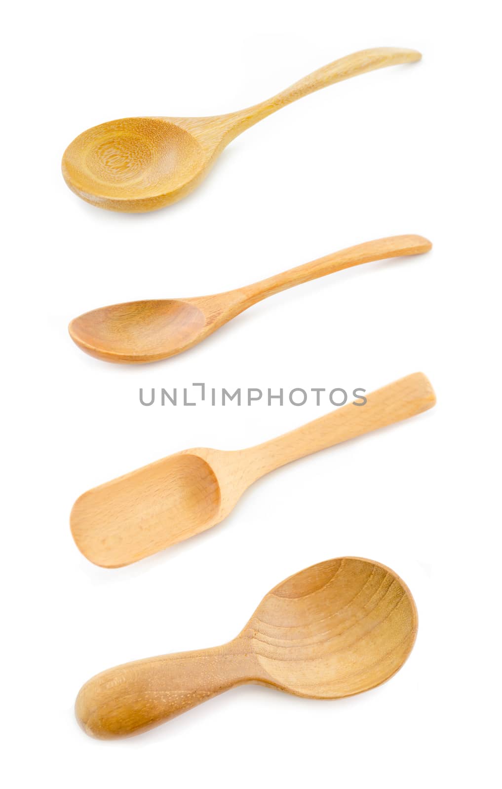 Set of Wooden spoon isolated on white background.