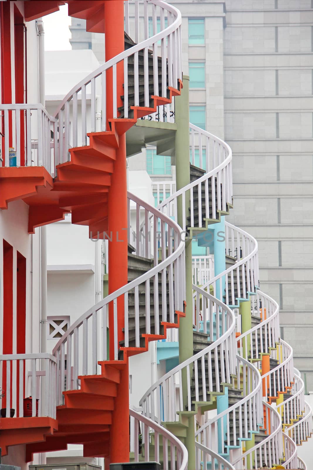 Colorful emergency stairs fire escape by liewluck