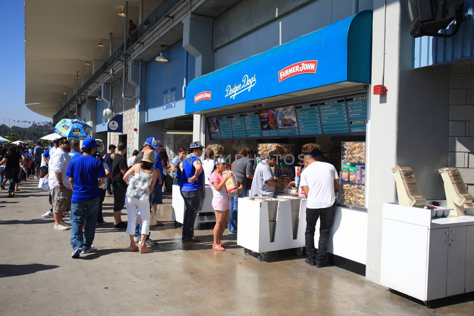 Dodger Stadium concession stand during a Dodgers baseball game.