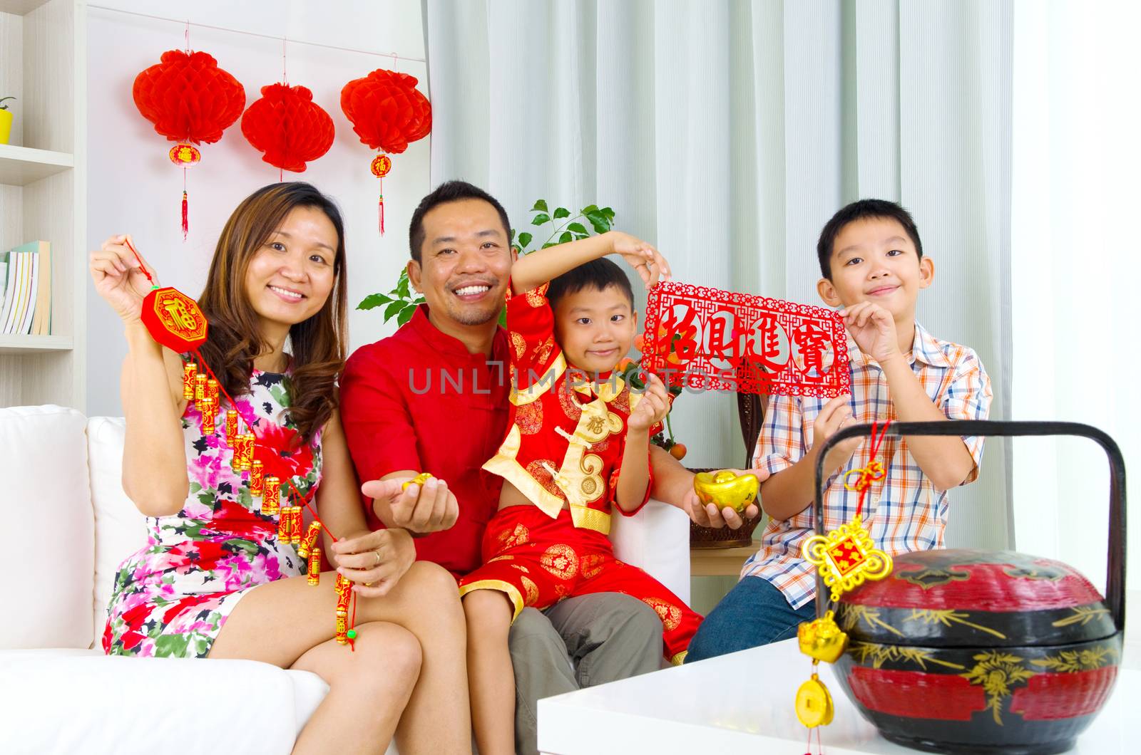 Asian family celebrate chinese new year