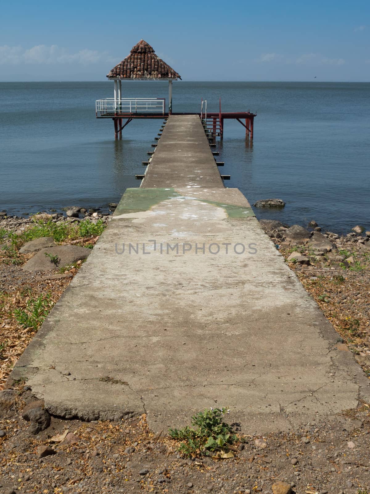 Pier on a lake in central america