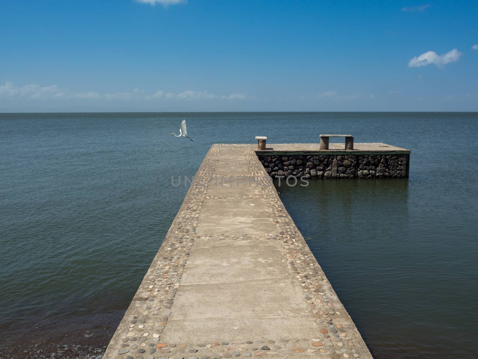 Pier on a lake in central america