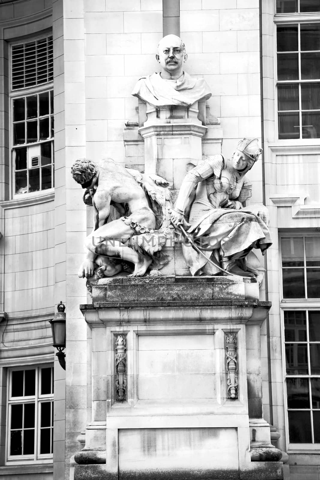 marble and statue in old city of london england