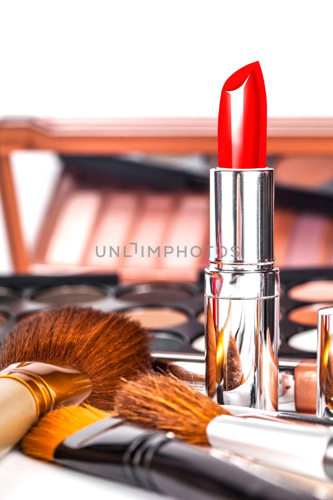 set of decorative cosmetics on a white background
