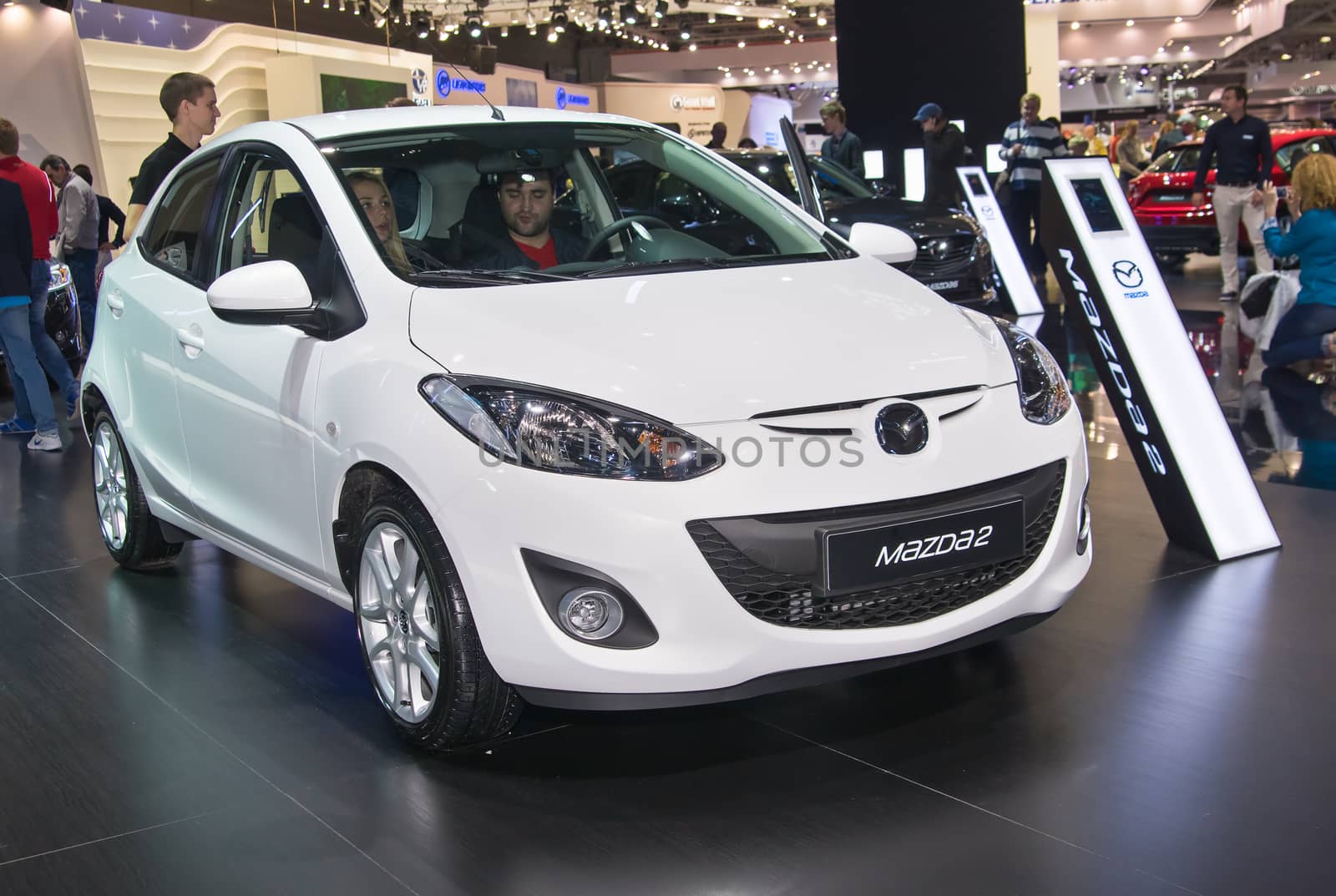 Moscow-September 2: Mazda 2 at the Moscow International Automobile Salon on September 2, 2014 in Moscow