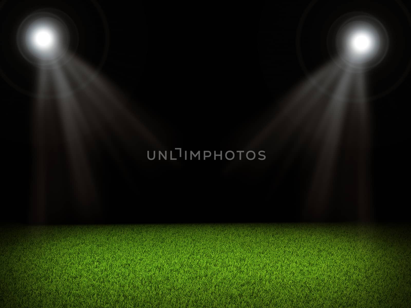 Soccer field and bright lights by cherezoff