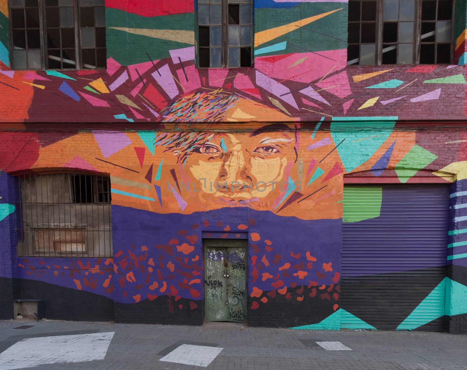 BARCELONA, SPAIN, february 2016- Graffiti wall in Poblenou district of Barcelona