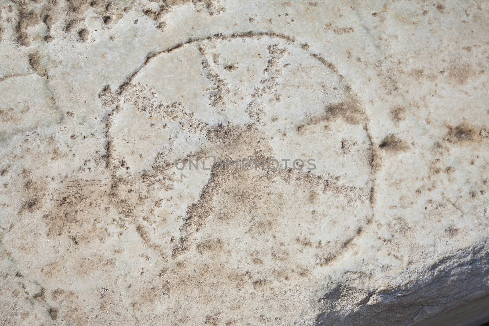 Christian iota symbol at Laodicea ruins in Turkey