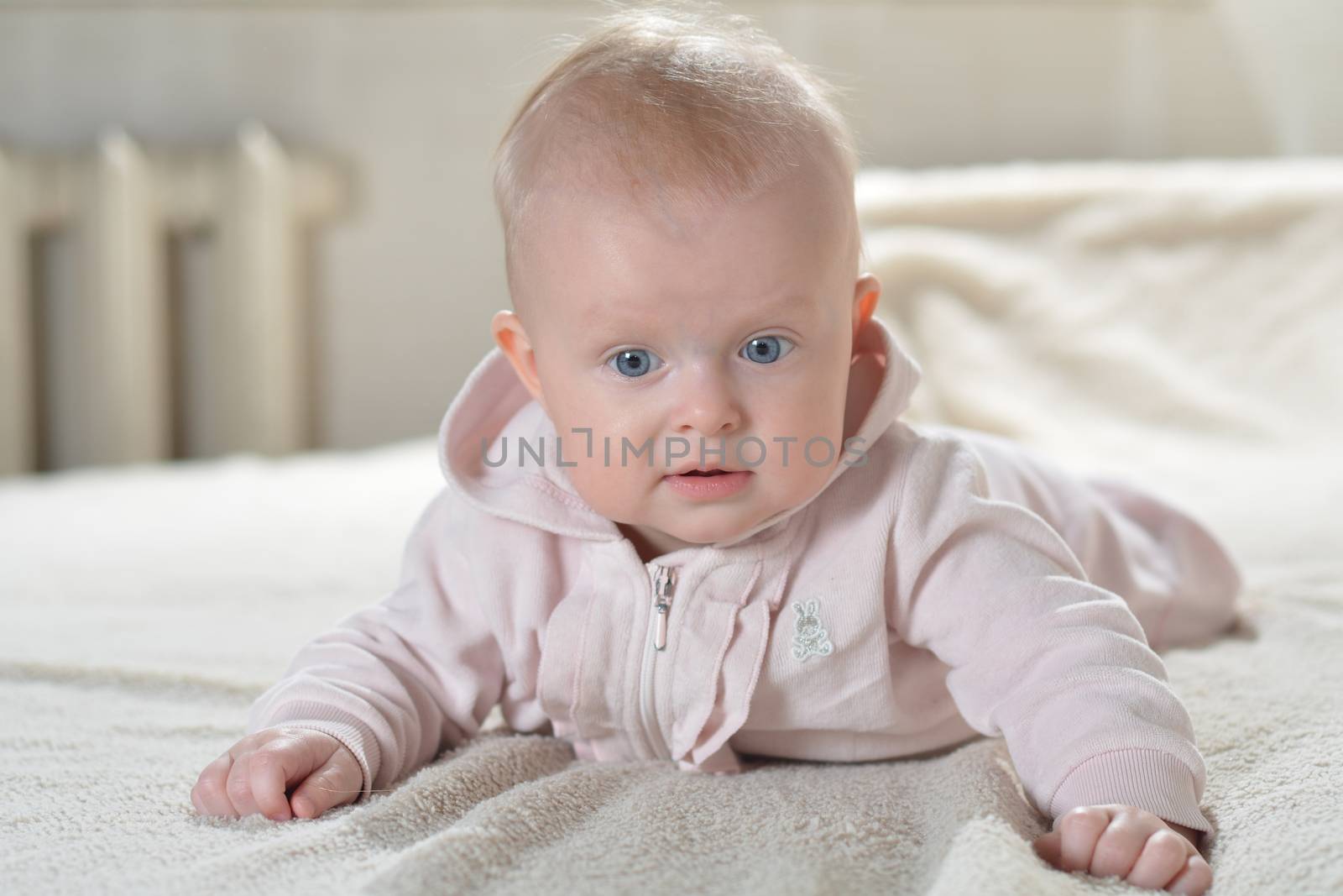  happy baby after bath look at the camera