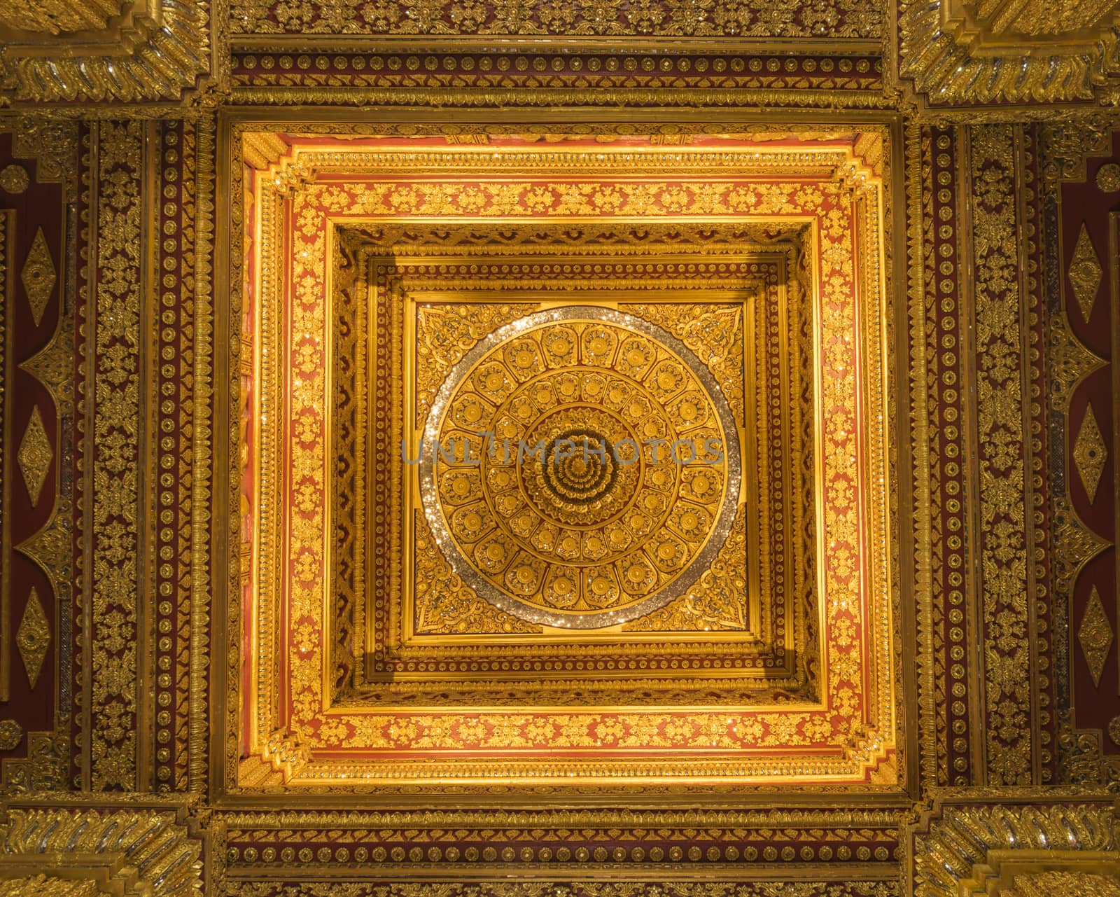 ceiling in Sanpet castles, palaces, ancient cities, Bangkok, Thailand.