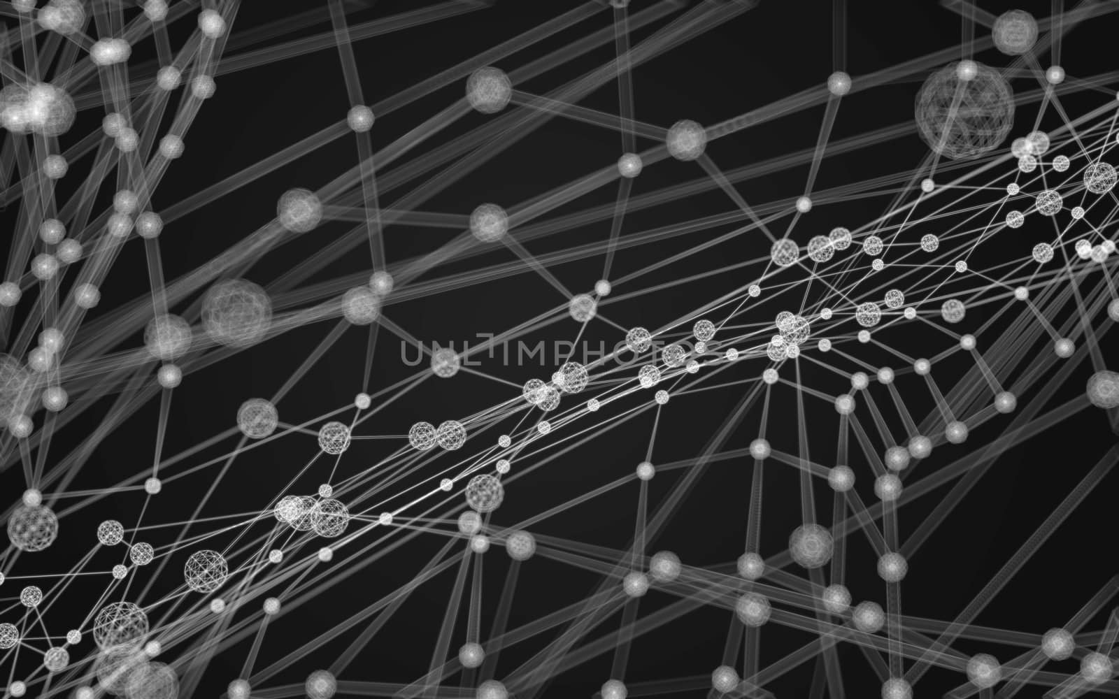 Abstract polygonal space low poly dark background with connecting dots and lines. Connection structure.