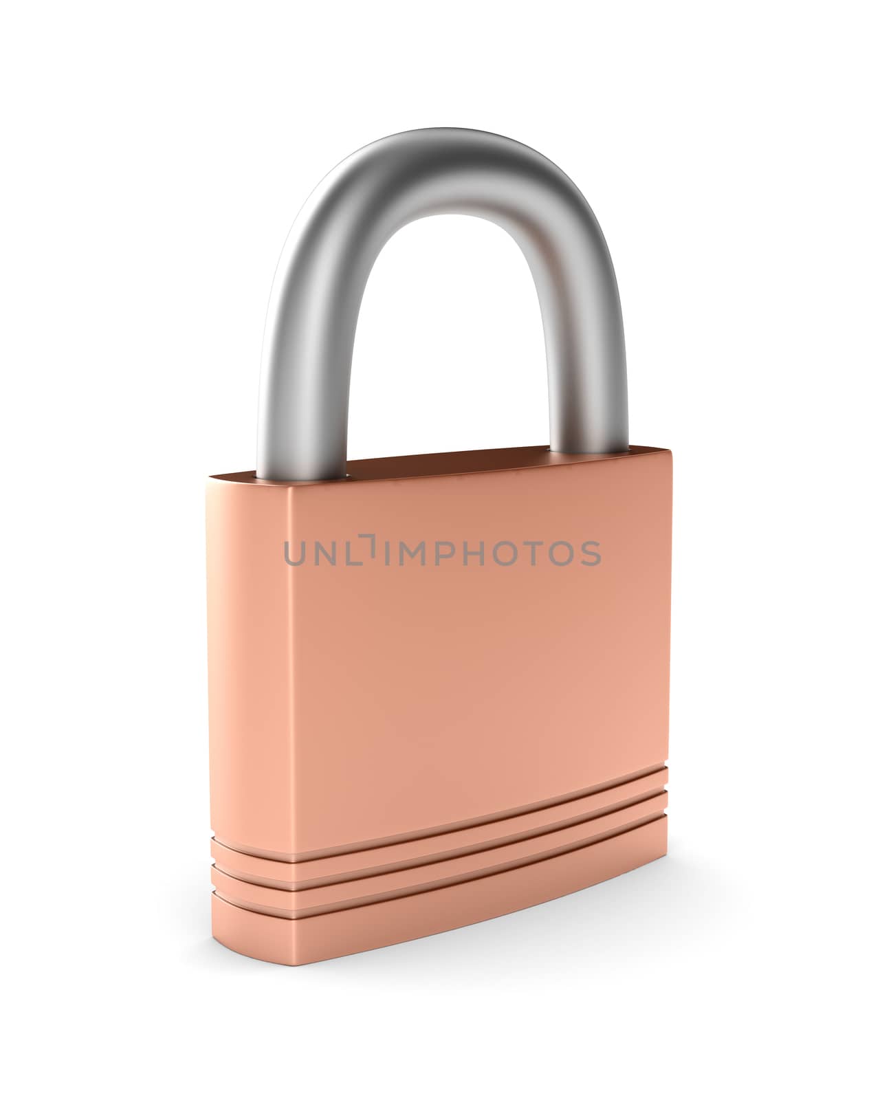 steel closed lock on white background. Isolated 3D image