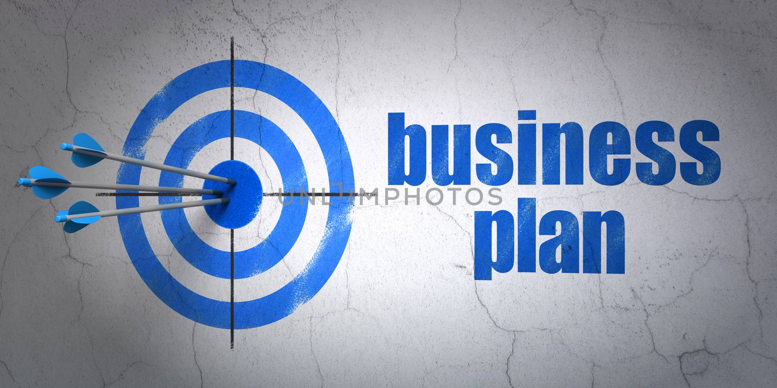 Business concept: target and Business Plan on wall background by maxkabakov