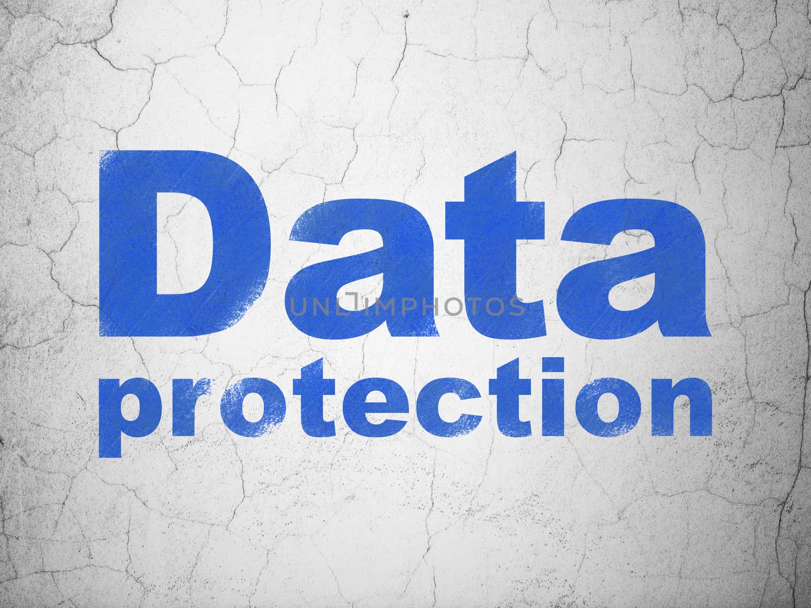 Security concept: Blue Data Protection on textured concrete wall background