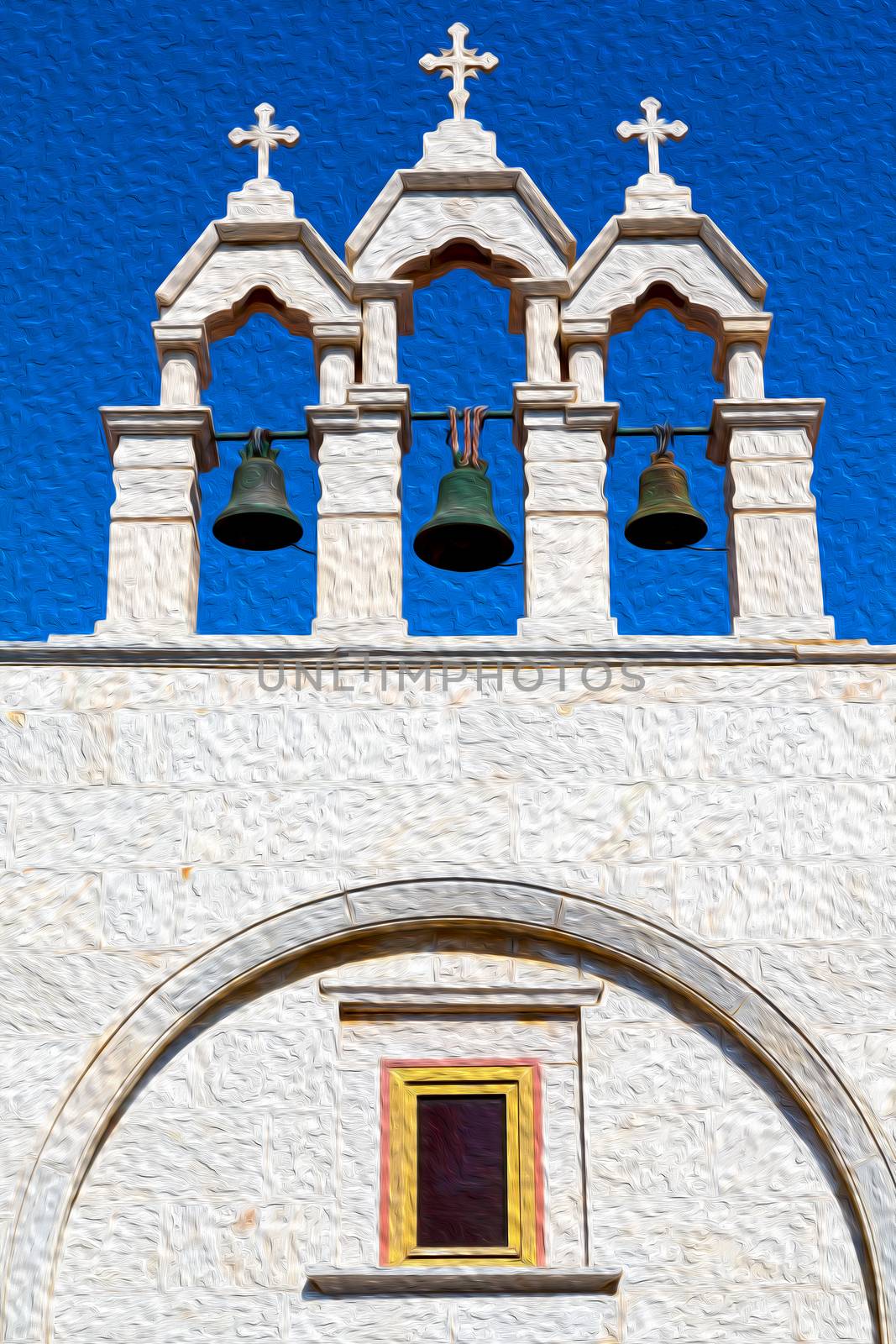 in     santorini       greece old construction and      the sky