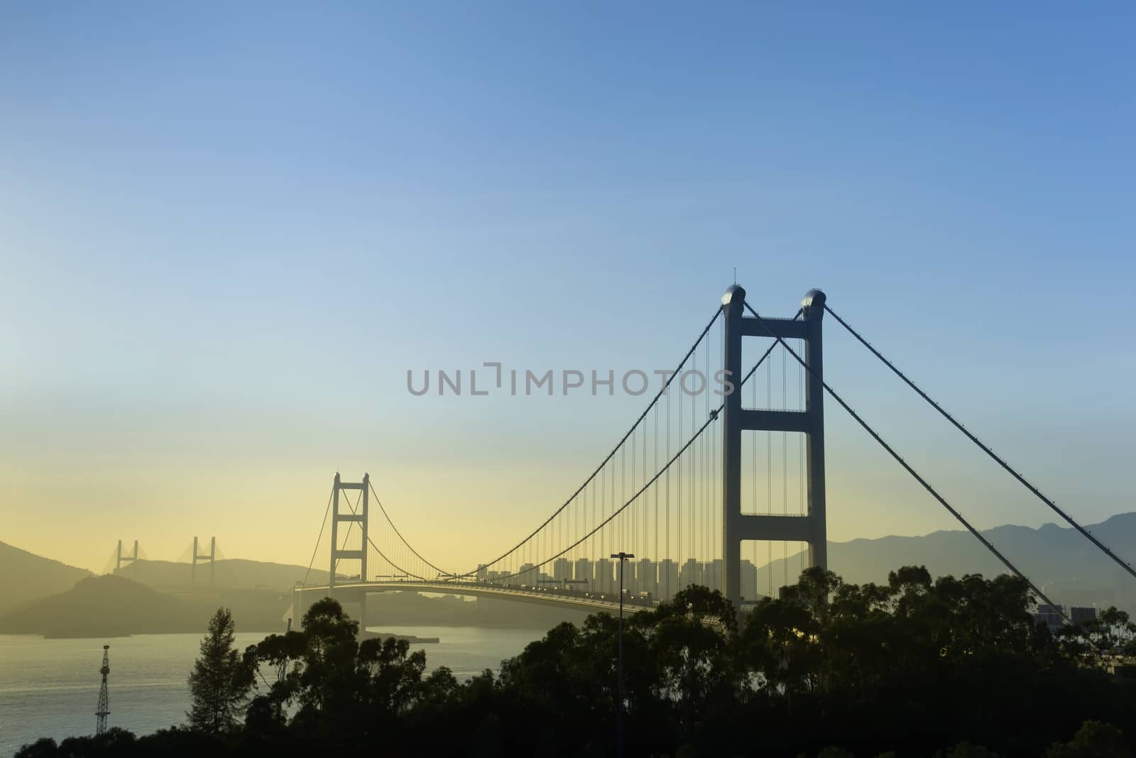 Hong Kong Bridge,It is beautiful Tsing Ma Bridge in Hong Kong by Yuri2012