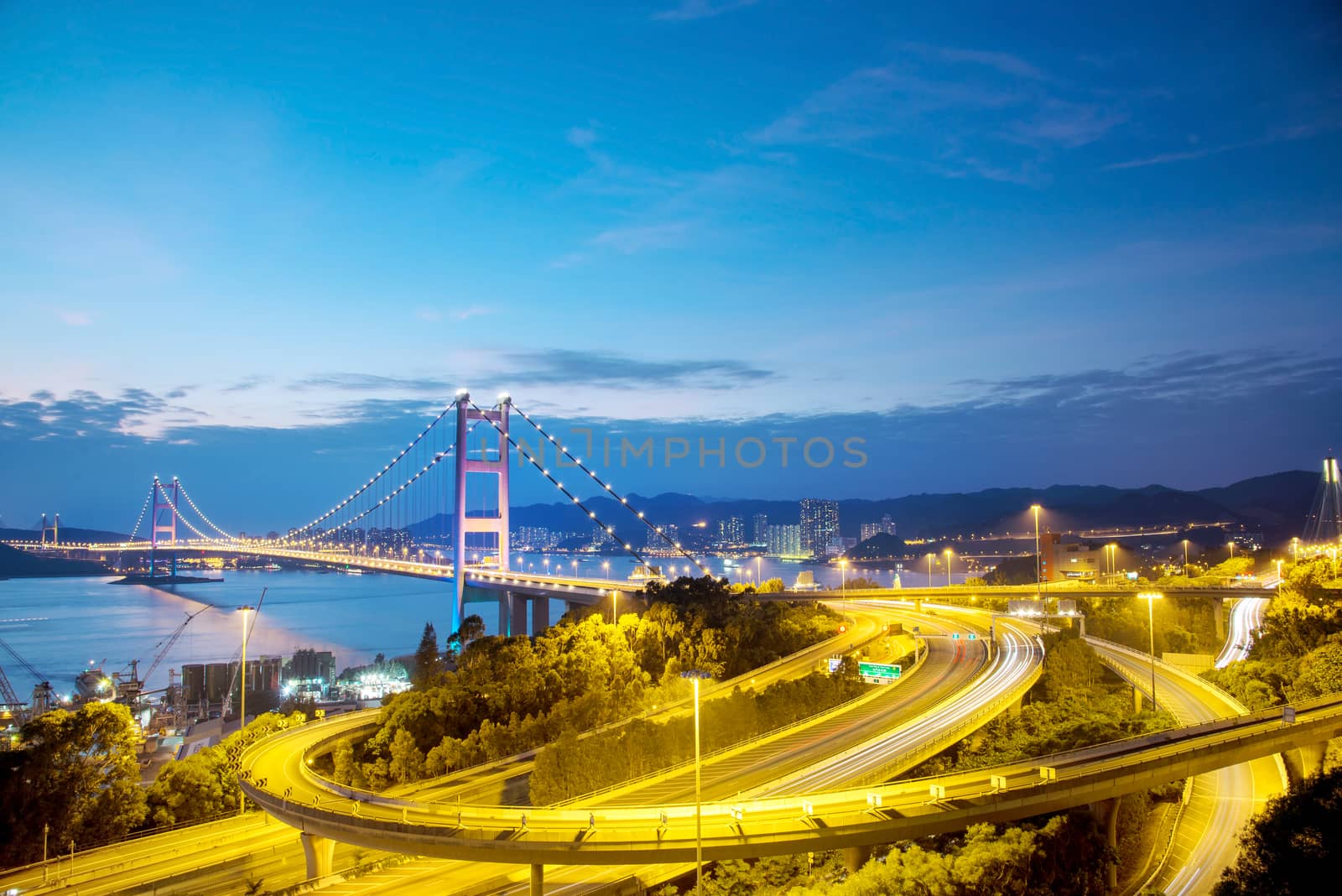 Hong Kong Bridge,It is beautiful Tsing Ma Bridge in Hong Kong by Yuri2012