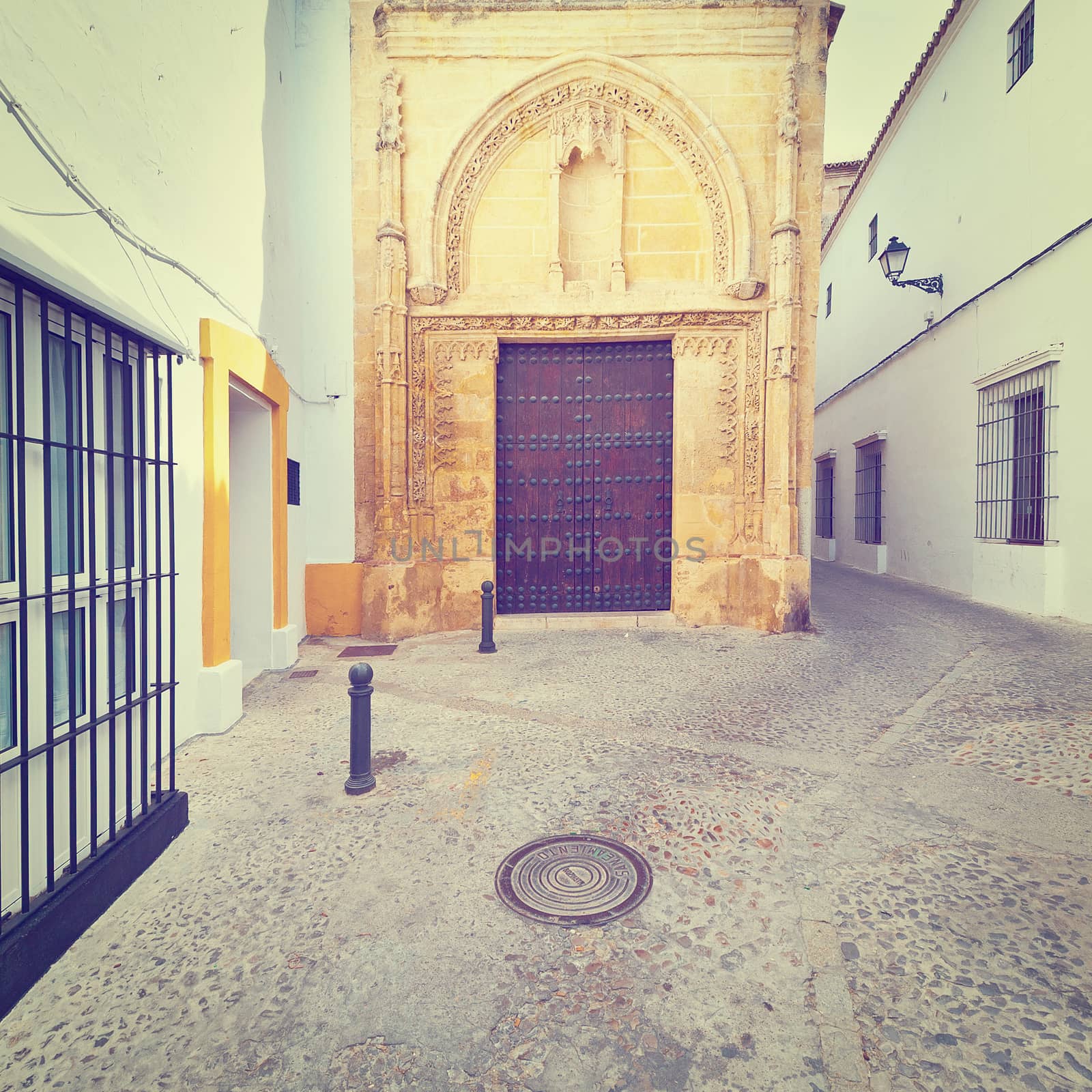 Medieval Catholic Church in Arcos, Spain, Vintage Style Toned Picture