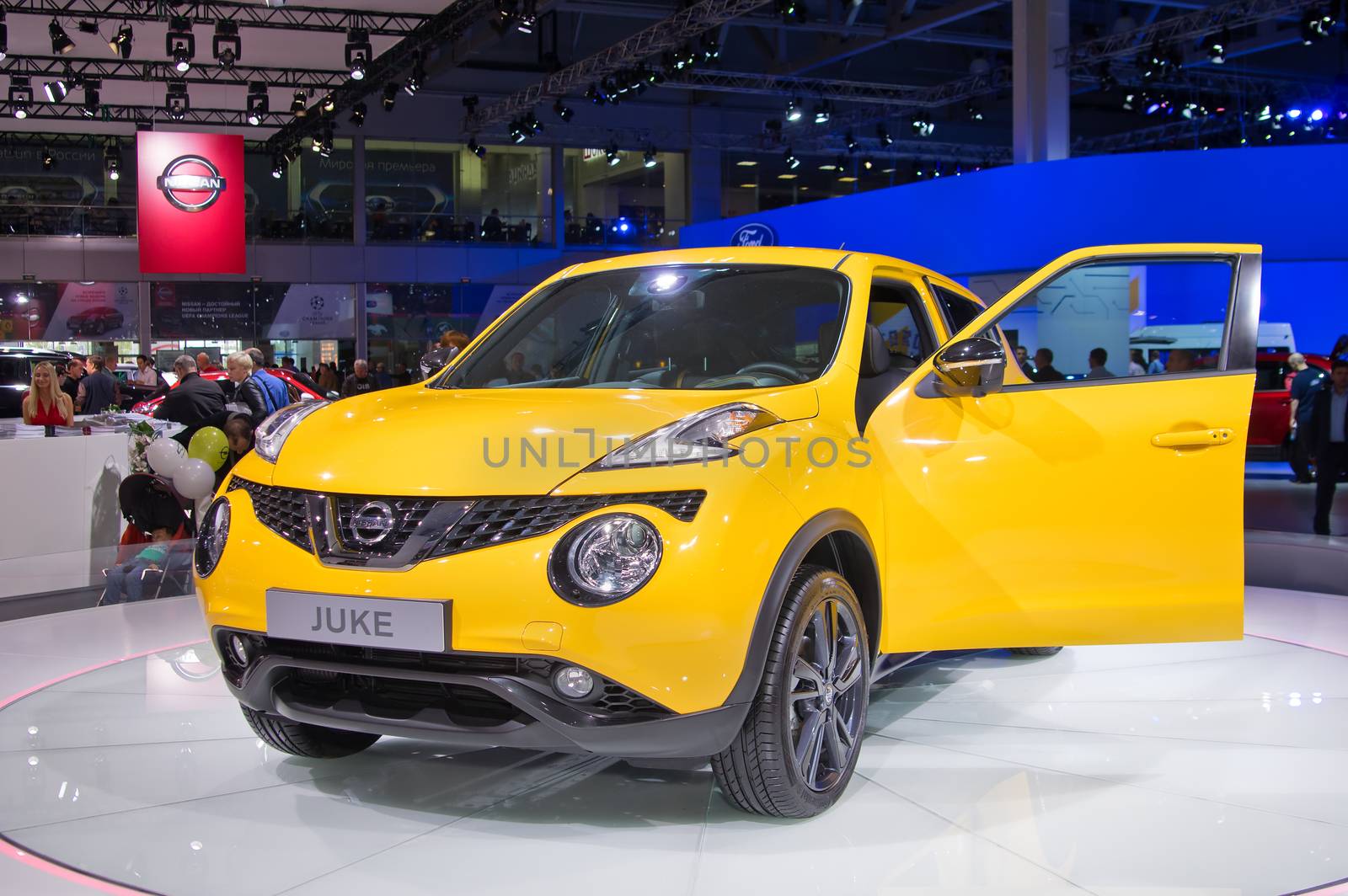 MOSCOW-SEPTEMBER 2: Nissan Juke at the Moscow International Automobile Salon on September 2, 2014 in Moscow, Russia.