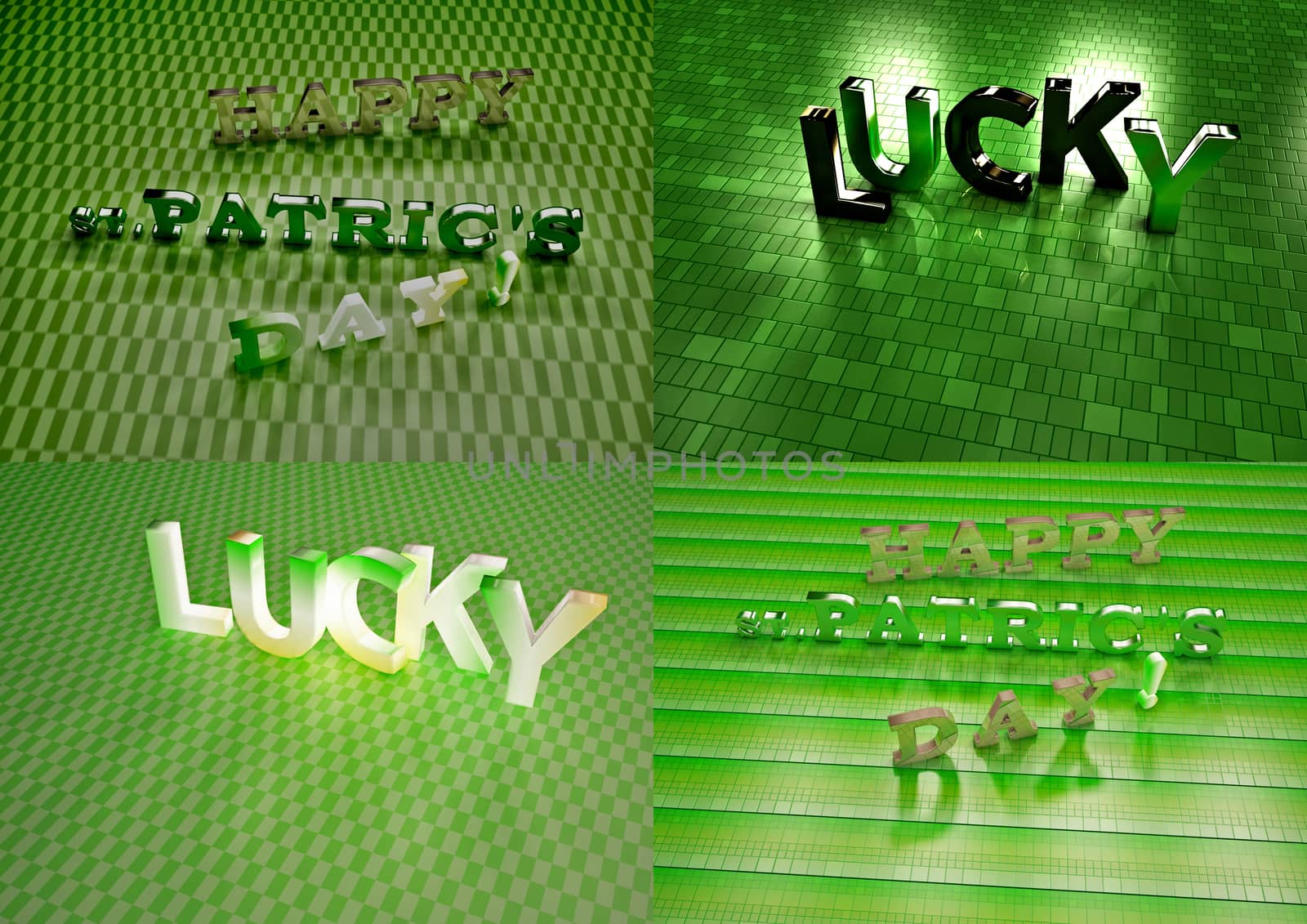 Set of pictures dimensional inscription of Happy St. Patrick's Day.