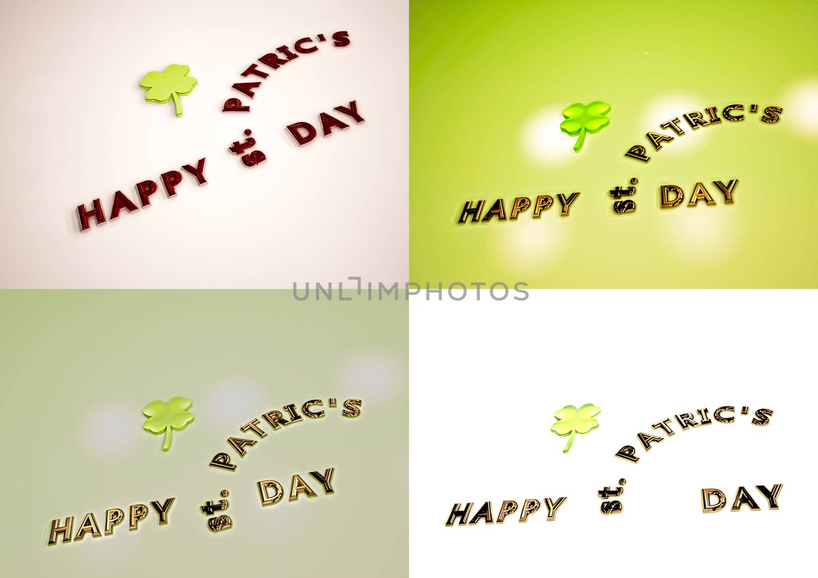 Set of pictures dimensional inscription of Happy St. Patrick's Day.