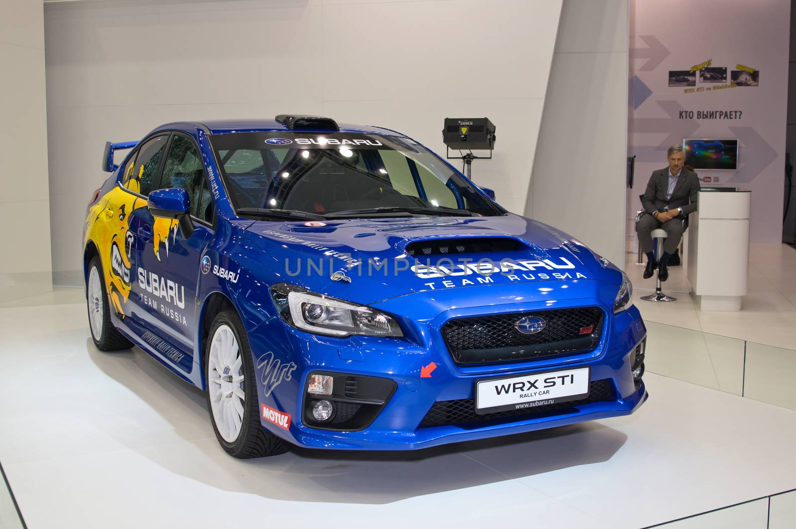 Moscow-September 2: Subaru WRX STI at the Moscow International Automobile Salon on September 2, 2014 in Moscow