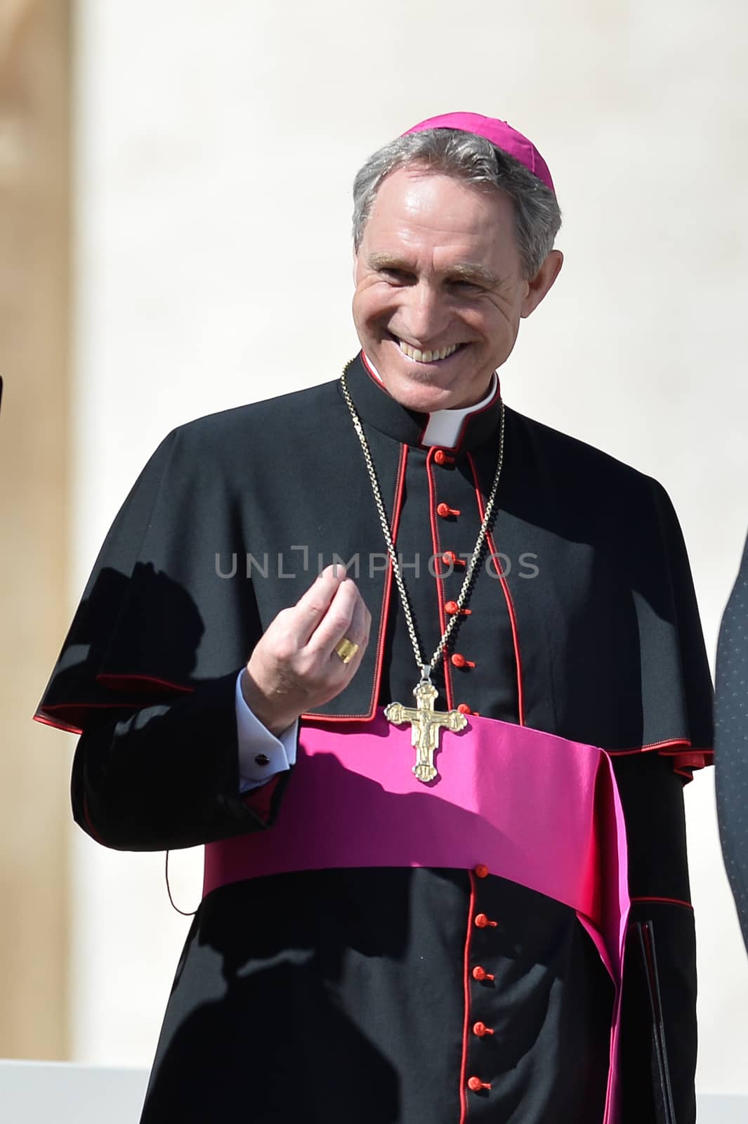 VATICAN: German Archbishop of the Catholic Church Georg Gänswein attends during the Pope's weekly general audience in St. Peter's Square at the Vatican on March 2, 2016. 