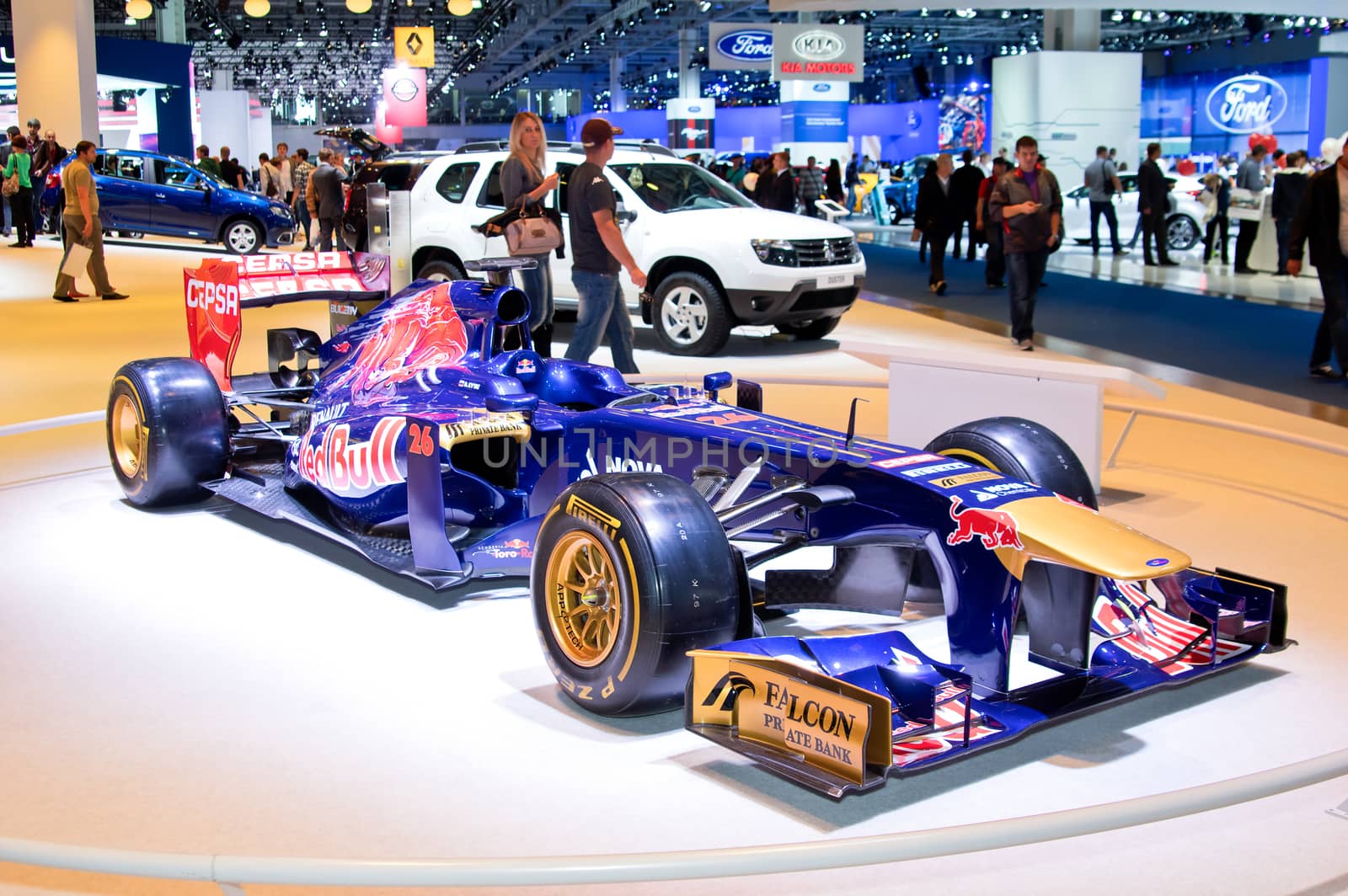 MOSCOW-SEPTEMBER 2: Toro Rosso STR9 at the Moscow International Automobile Salon on September 2, 2014 in Moscow, Russia