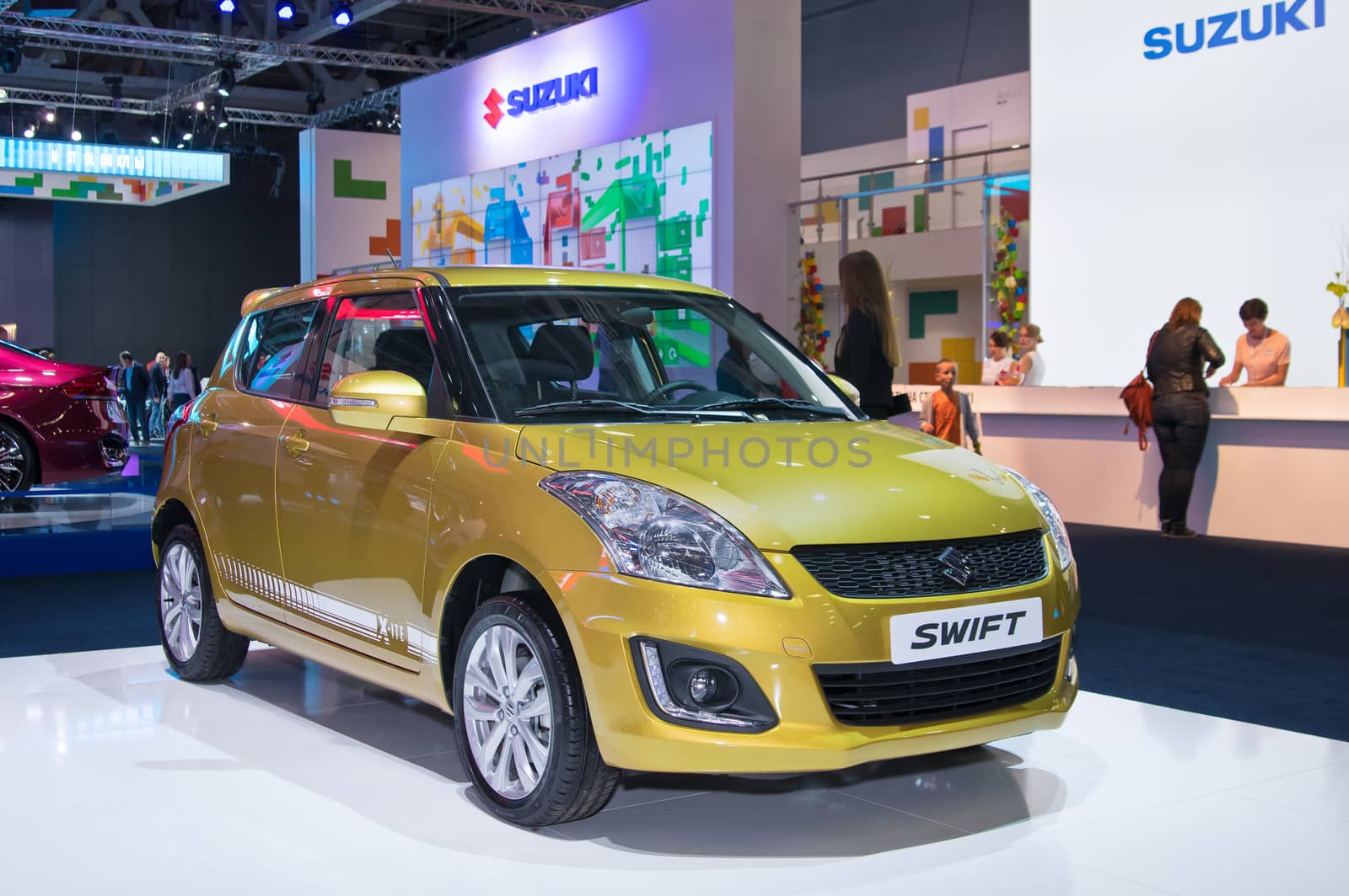 Moscow-September 2: Suzuki Swift  at the Moscow International Automobile Salon on September 2, 2014 in Moscow