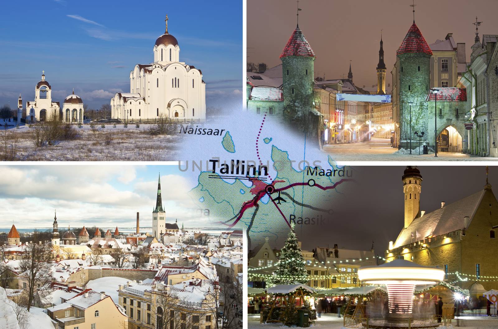 Winter collage of Tallinn, Estonia