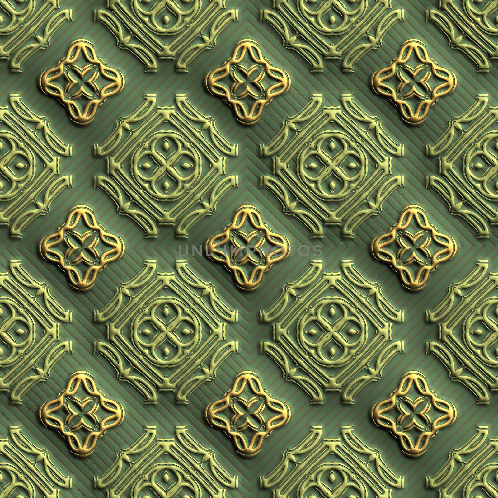 Plastic background tiles with embossed abstract ornament