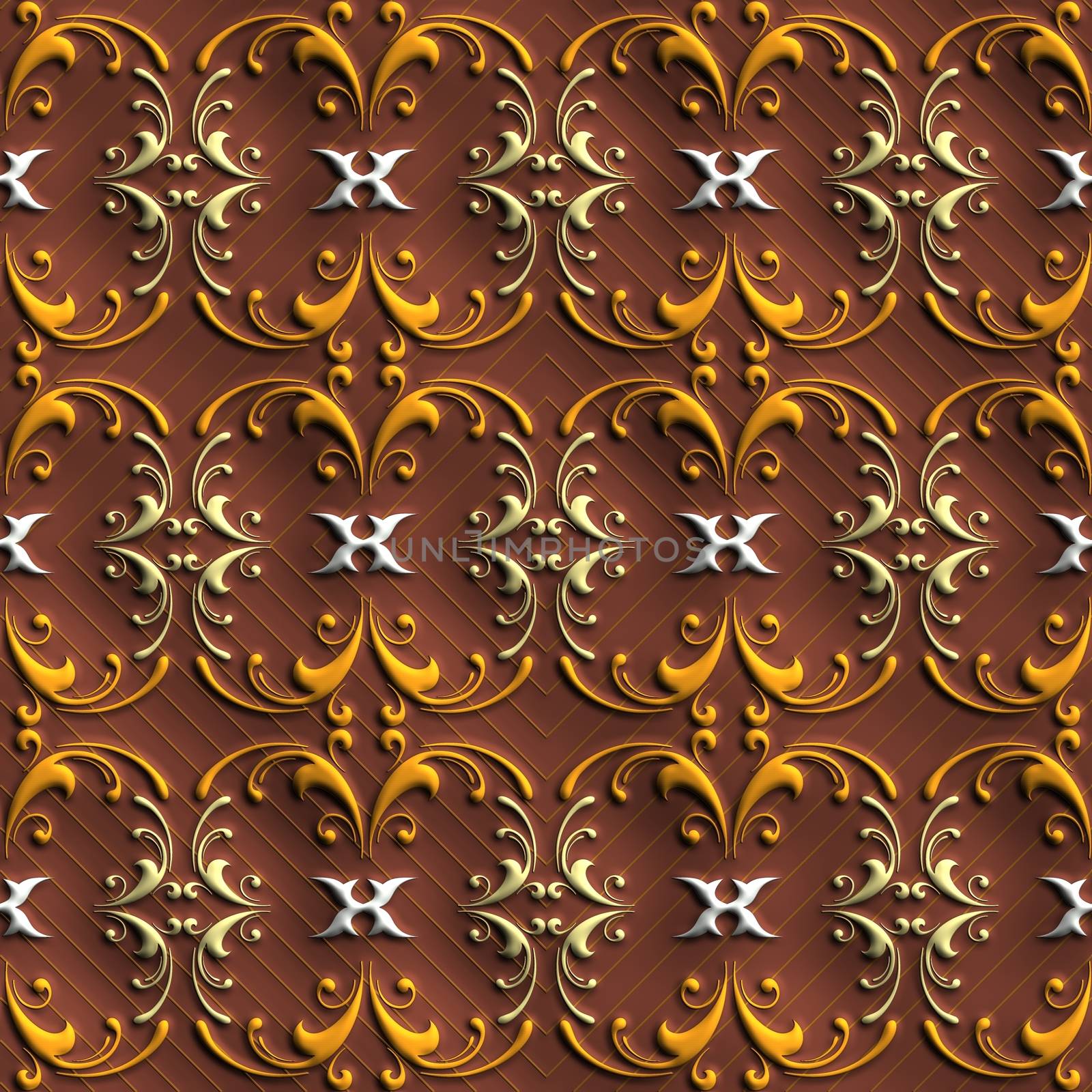 Plastic background tiles with embossed abstract ornament