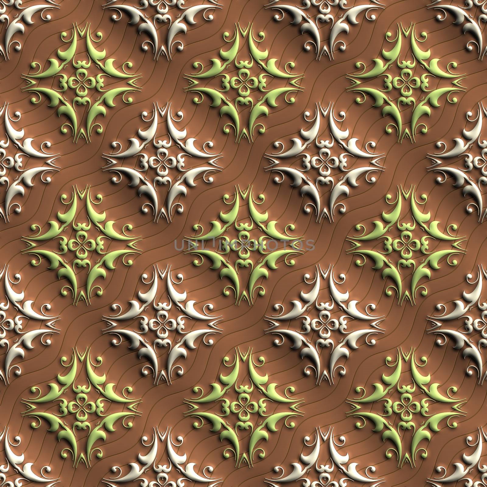 Plastic background tiles with embossed abstract ornament