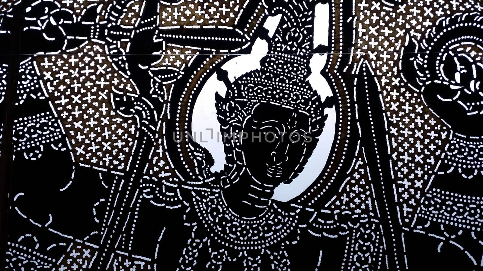 Thai's shadow theater show character - Nang Yai - The Rama - the seventh avatar of the Hindu God Vishnu - white background