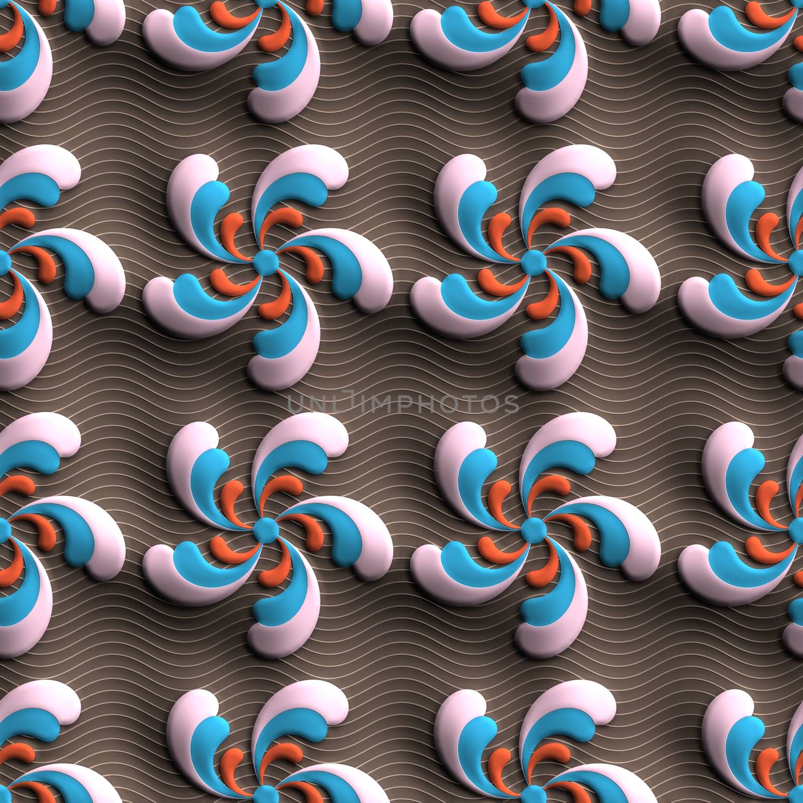 Plastic background tiles with embossed abstract ornament