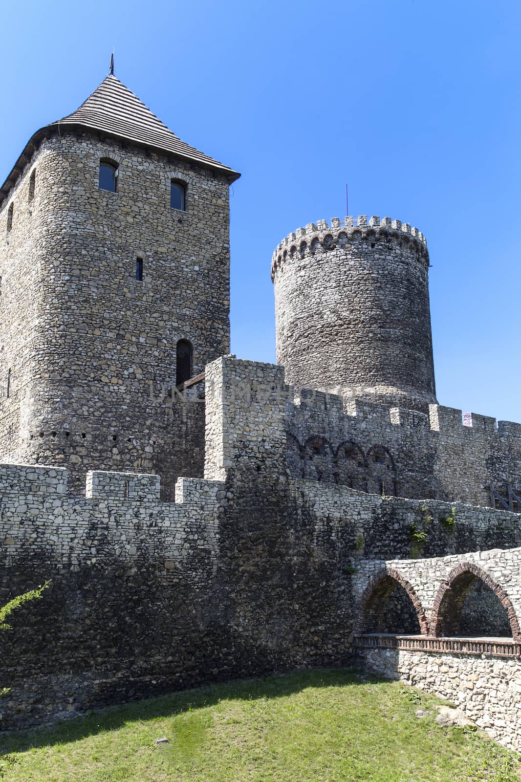 view on Bedzin Castle in Poland on a background of blue sky,  Upper Silesia