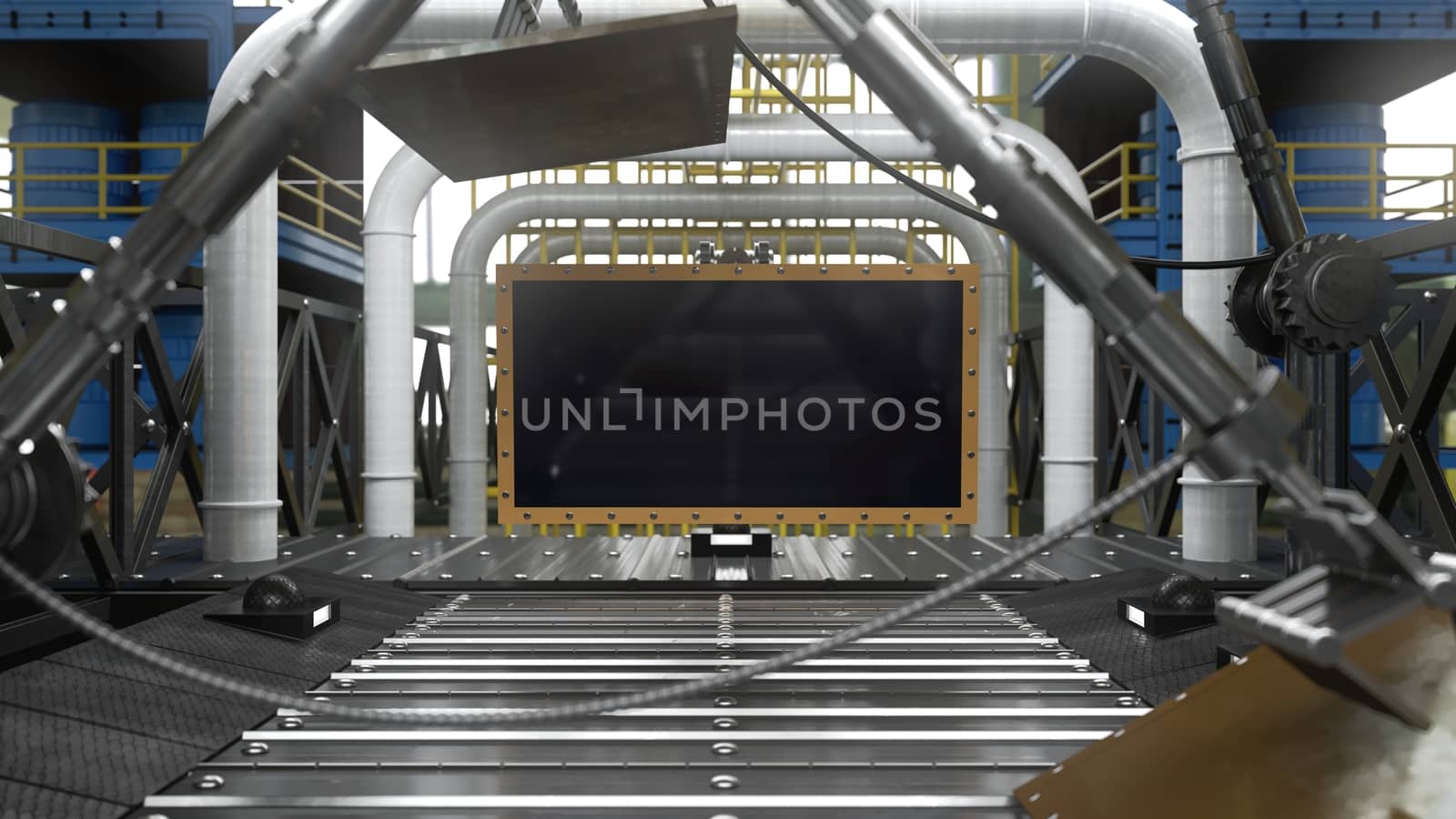 abstract technological industrial transporter background with place for logo