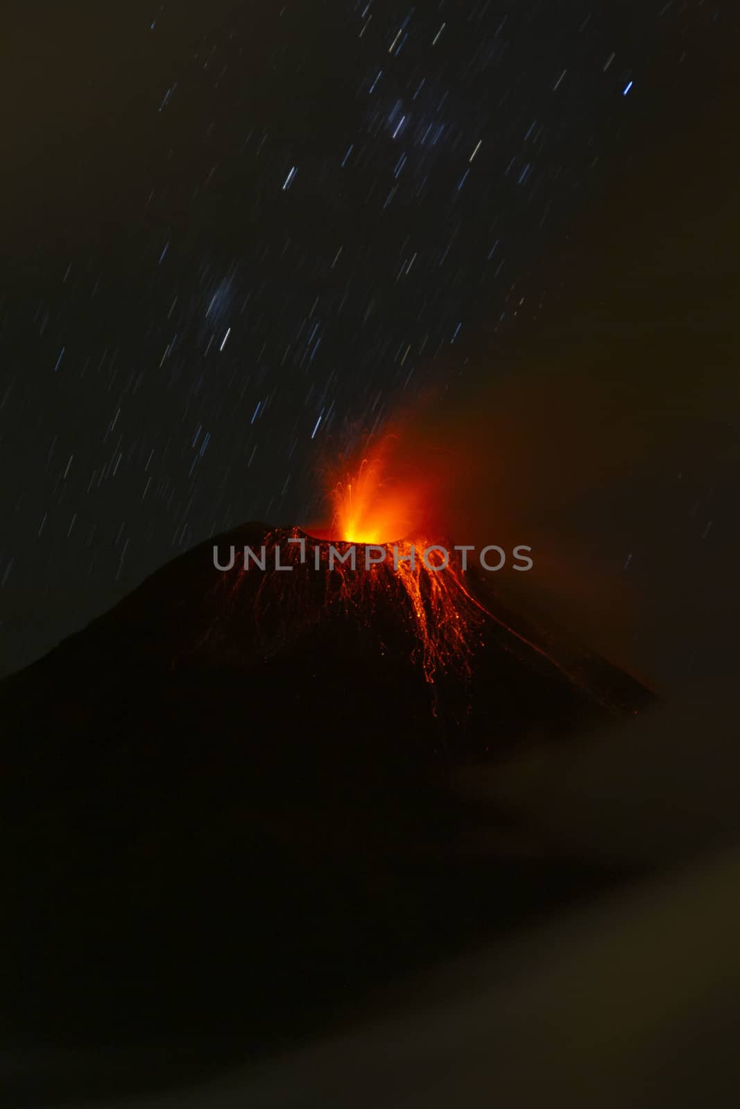 ECUADOR, Huambalo: The Tungurahua volcano spews fumes and lava on March 2, 2016 in Huambalo, Ecuador, affecting neighboring parishes with ashfall. 