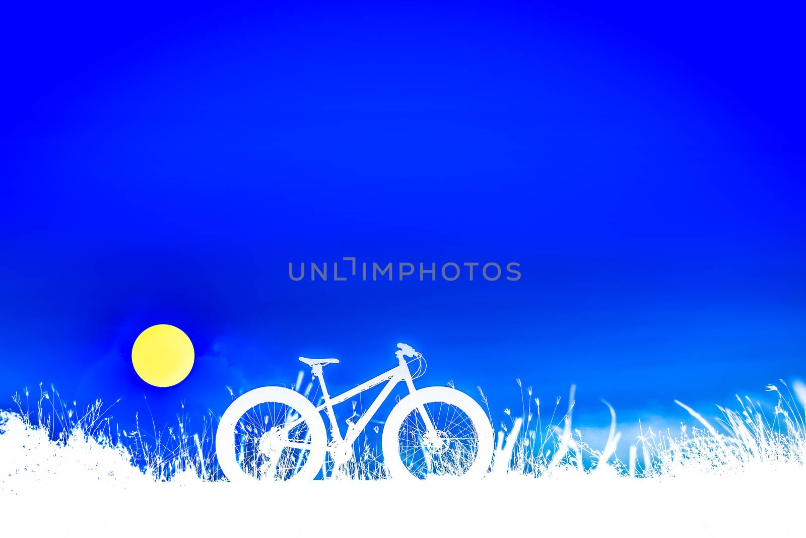 mountain bike silhouette on beautiful sunset, silhouette fatbike by anatskwong