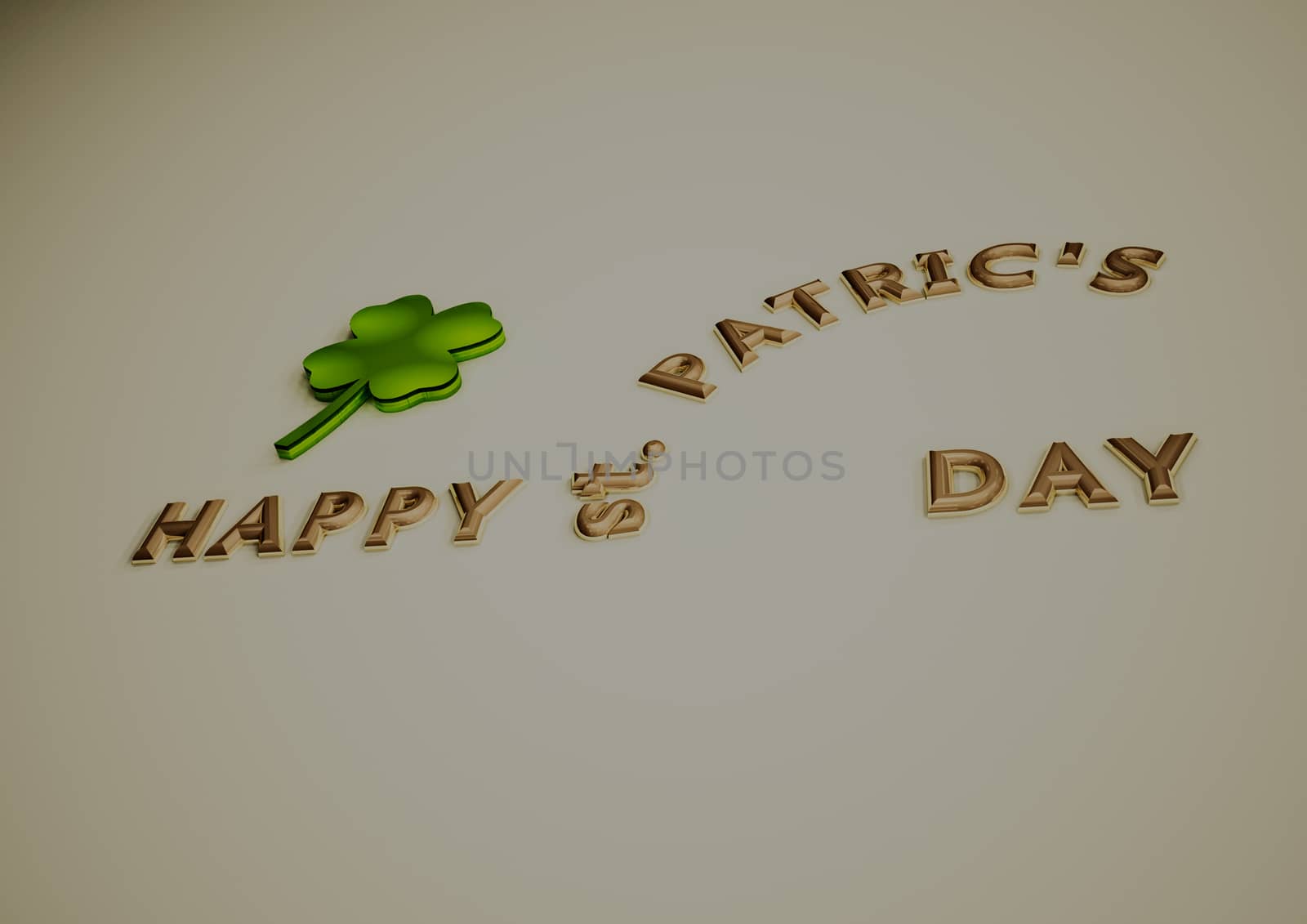 Happy St. Patrick's Day and clover on background.