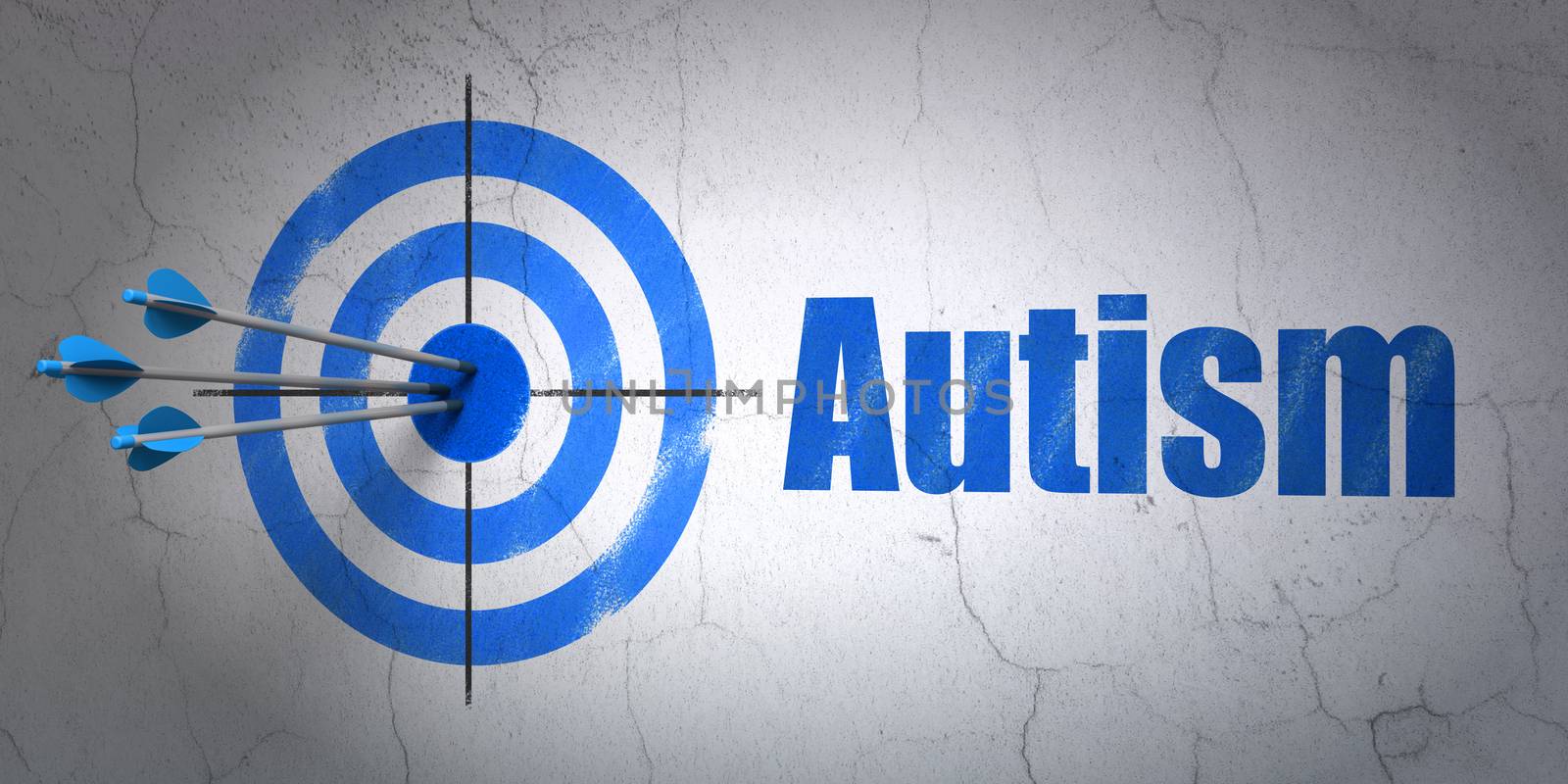 Health concept: target and Autism on wall background by maxkabakov