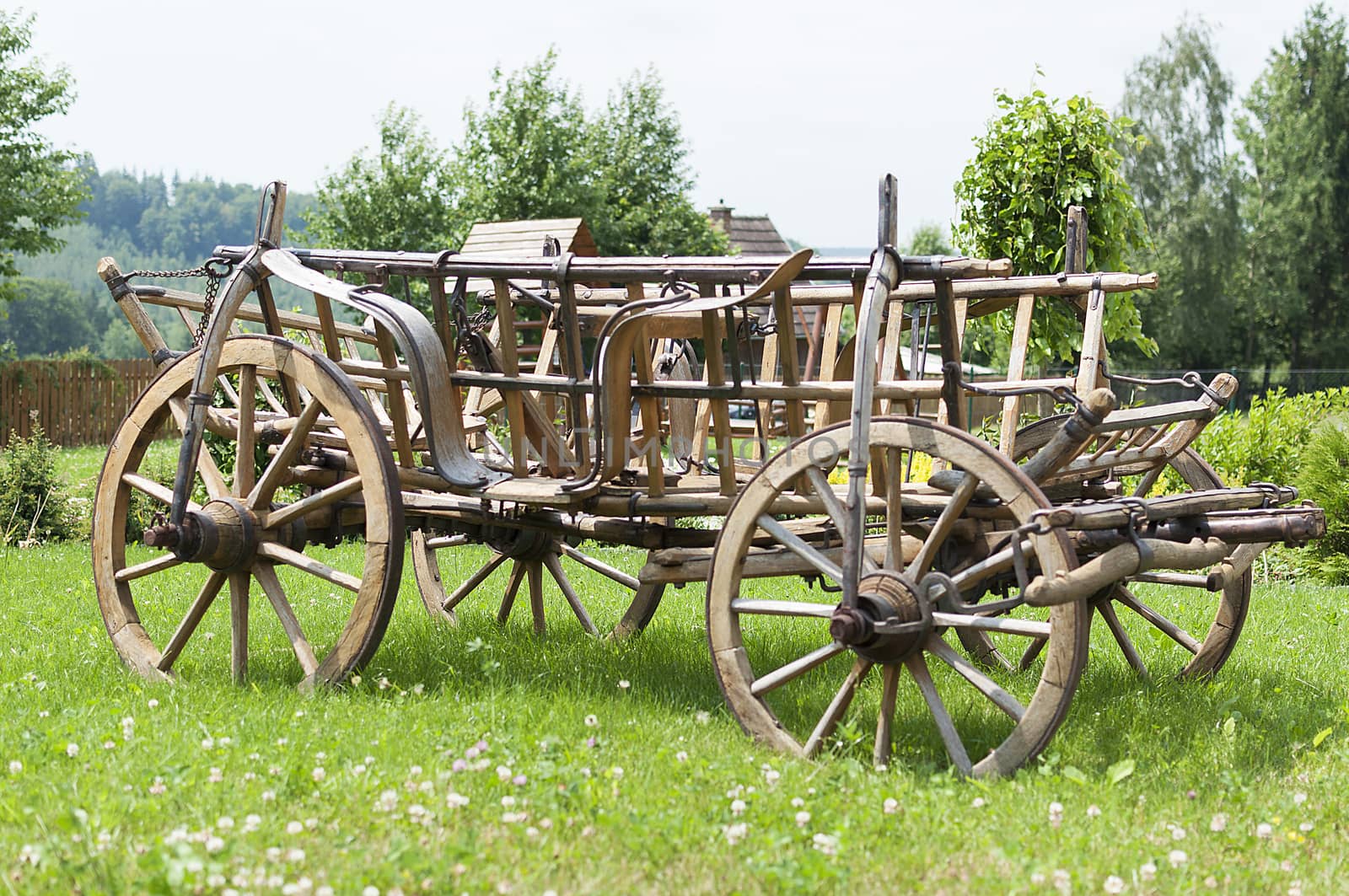 Traditional wooden four wheel cart from Romania