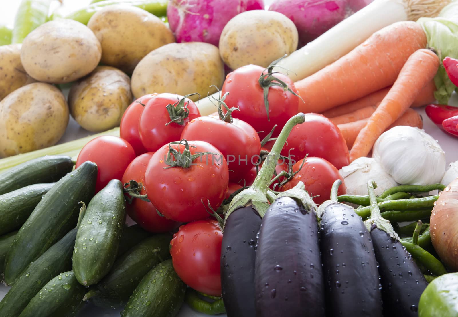 composition with assorted raw organic vegetables by senkaya