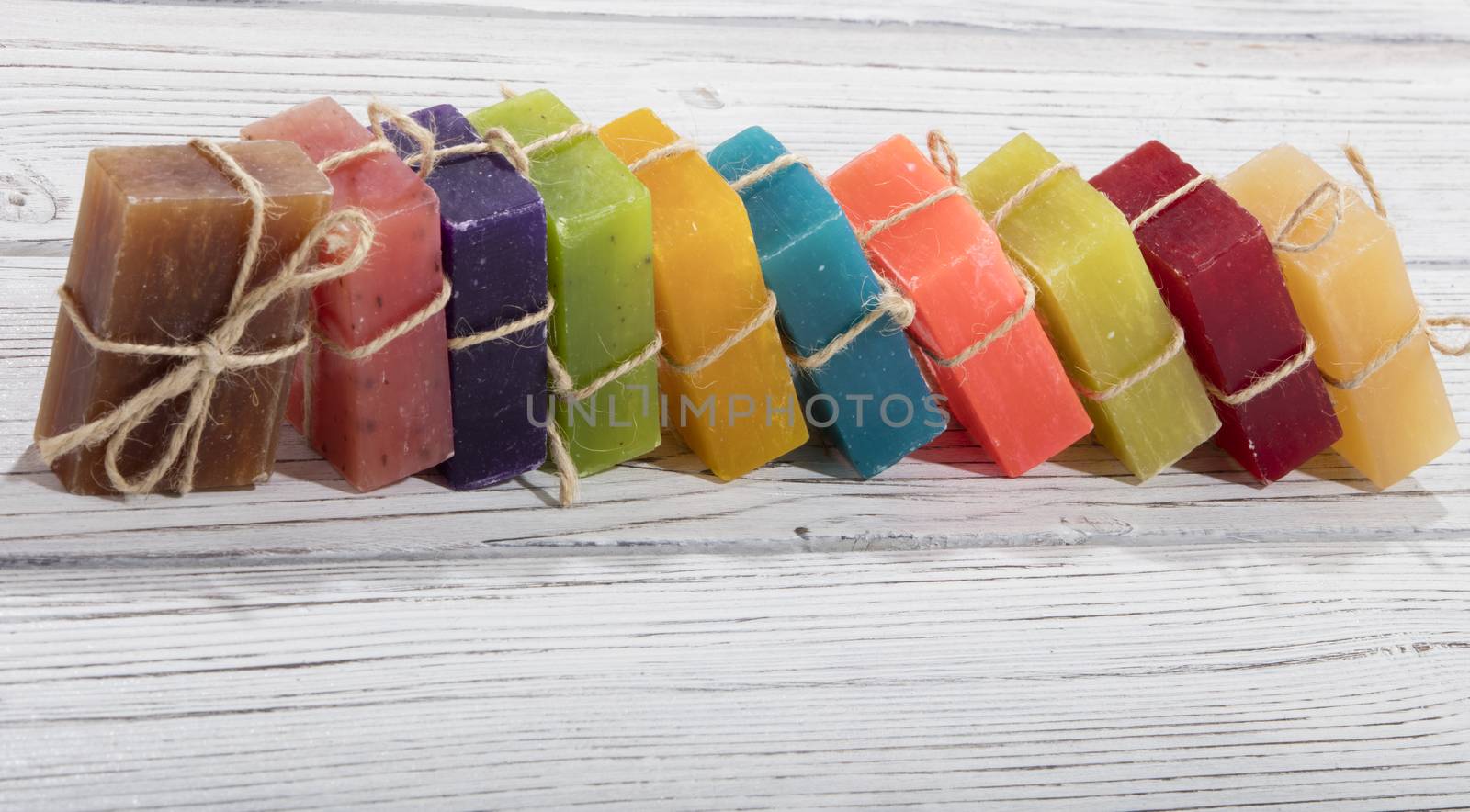 colorful natural herbal soaps