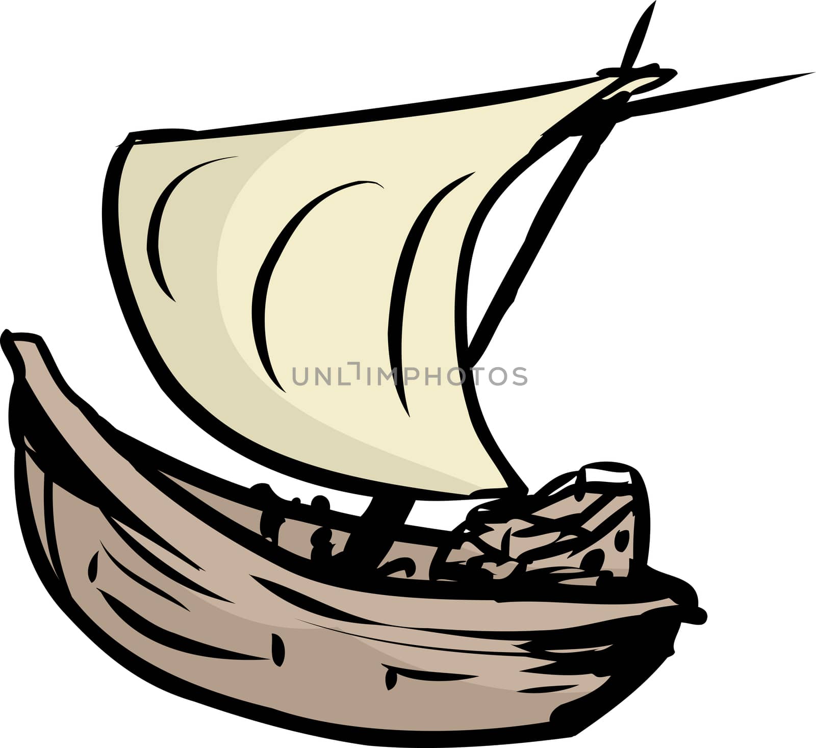 Single simple isolated clipper ship or sailboat over white background