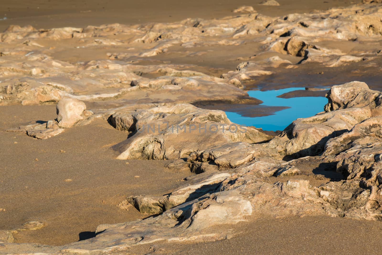 Rocky beach of Atlantic Ocean with puddle by YassminPhoto