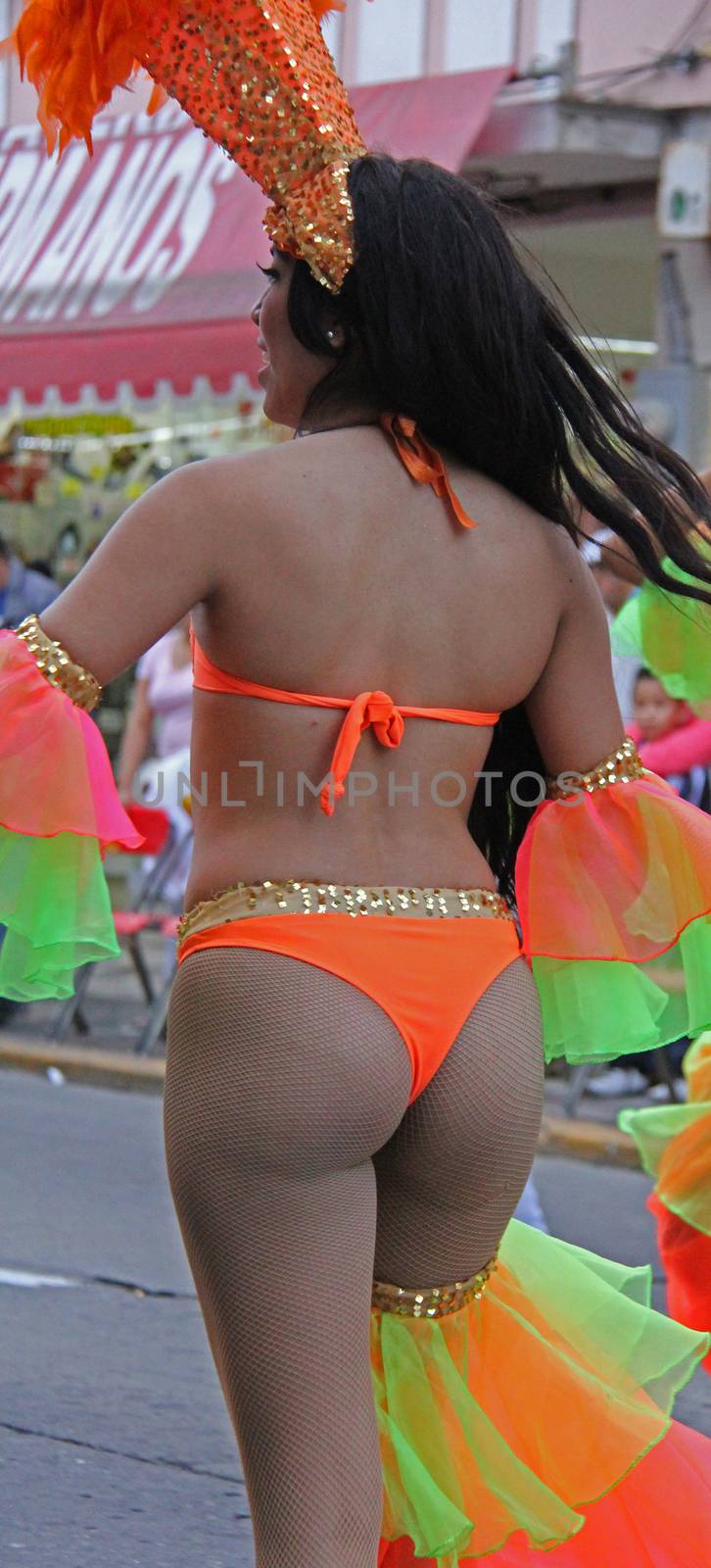 A dancer performing at a parade during a carnaval in Veracruz, Mexico 03 Feb 2016 No model release Editorial use only