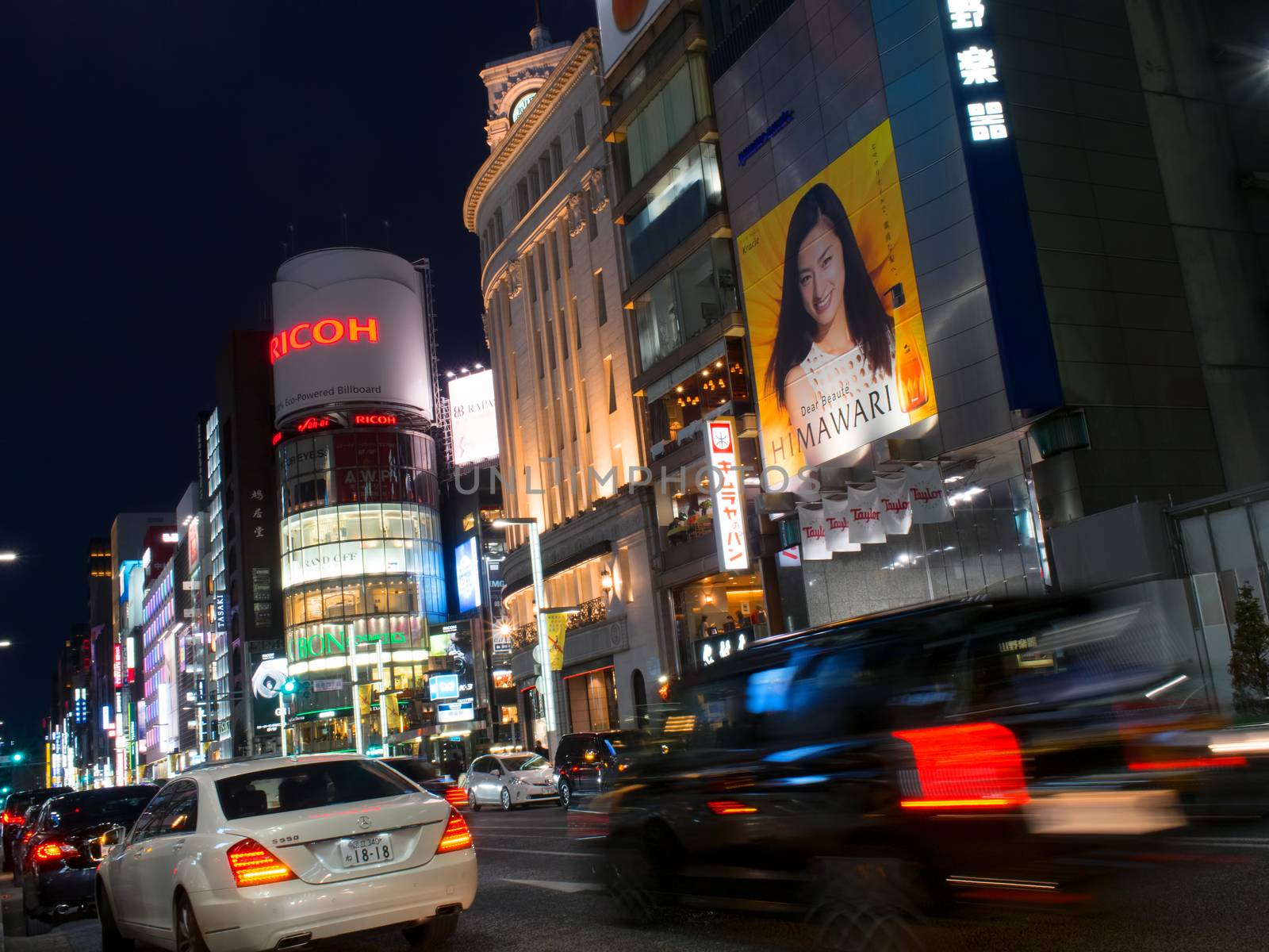 Ginza, Tokyo, Japan - November 12, 2015: Ginza is a district of Chuo, Tokyo
is a popular upscale shopping area of Tokyo,  Ginza is recognized by many as one of the most luxurious shopping districts in the world.