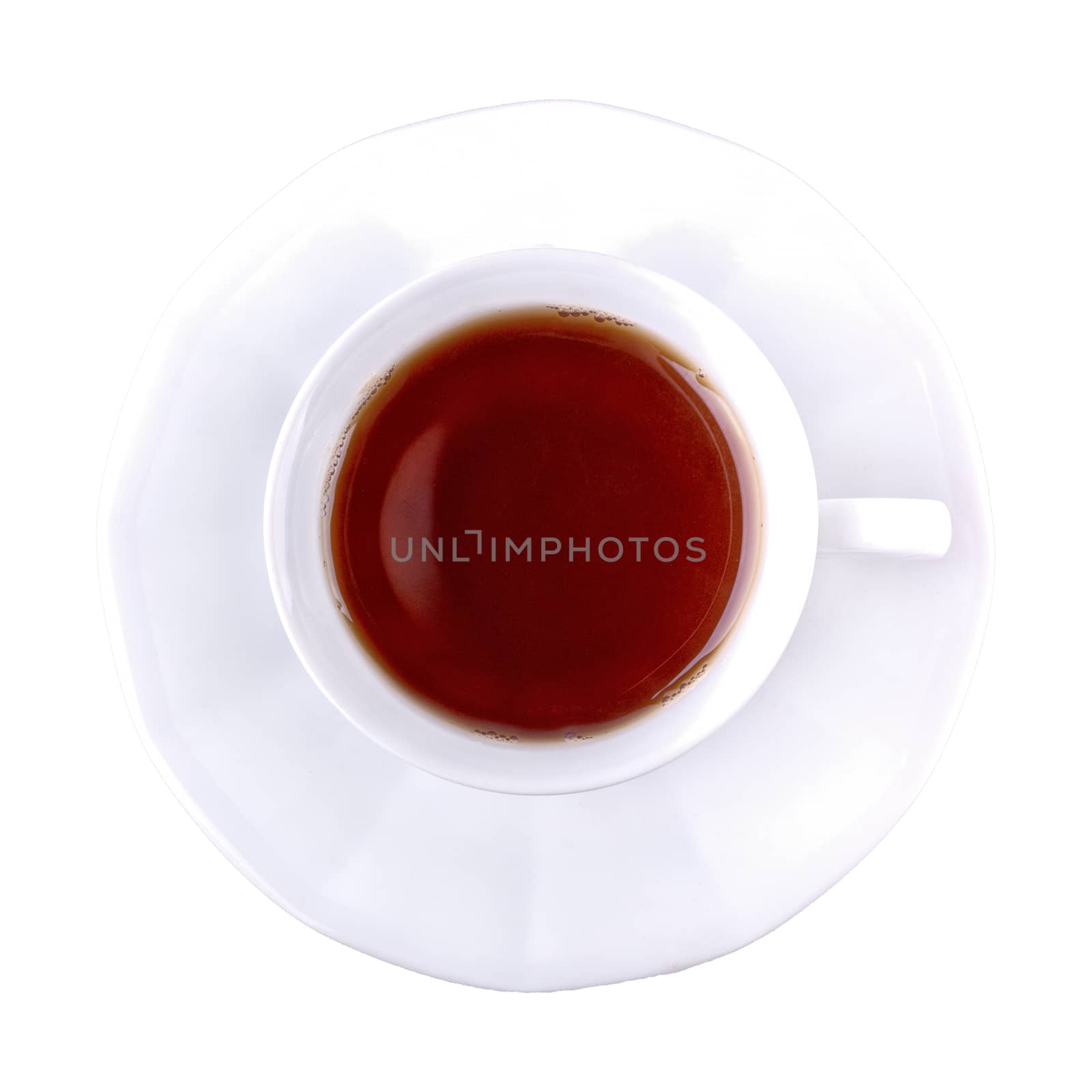 White cup of tea isolated on a white background