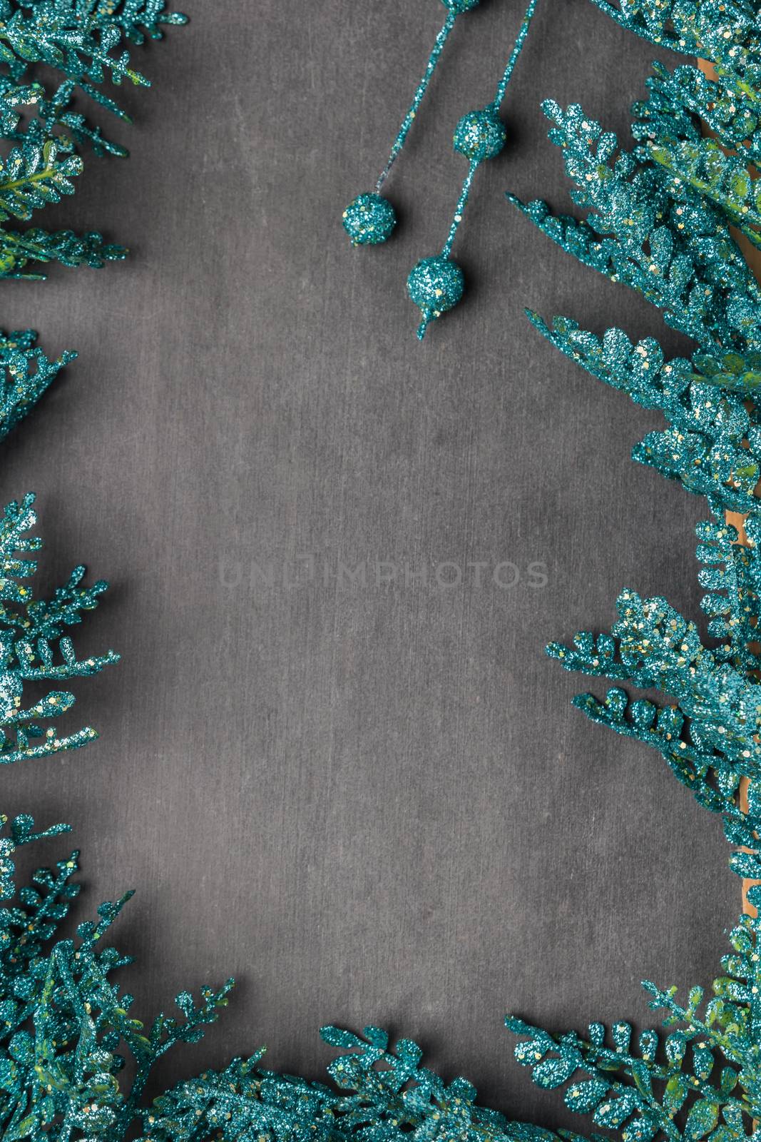 Nice frame of leaves of green glitter sparkles by AnaMarques